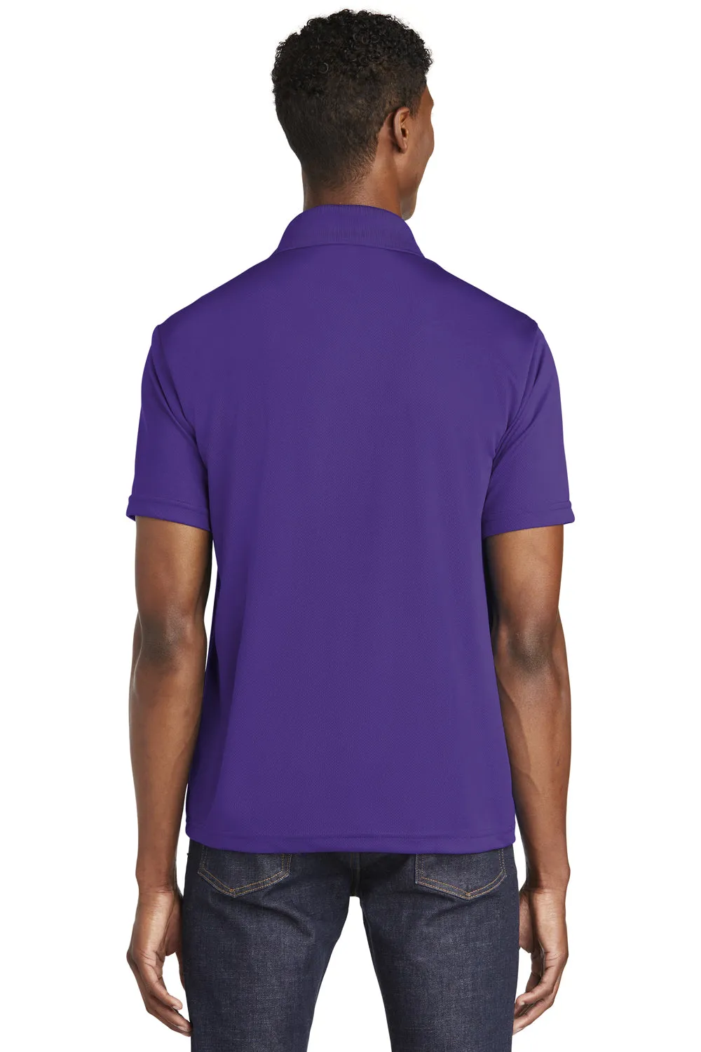 Sport-Tek Mens RacerMesh Moisture Wicking Short Sleeve Polo Shirt - Purple