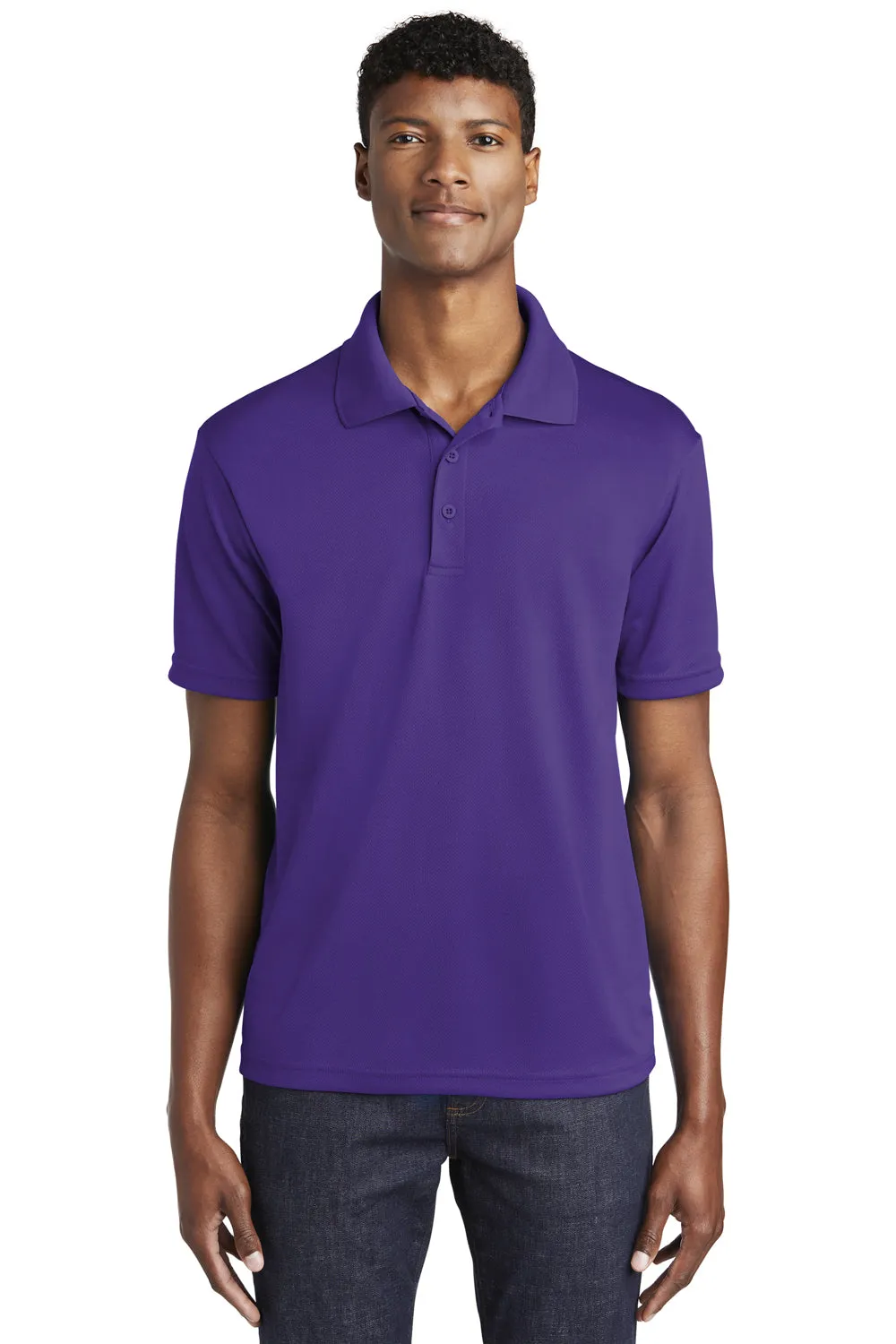 Sport-Tek Mens RacerMesh Moisture Wicking Short Sleeve Polo Shirt - Purple