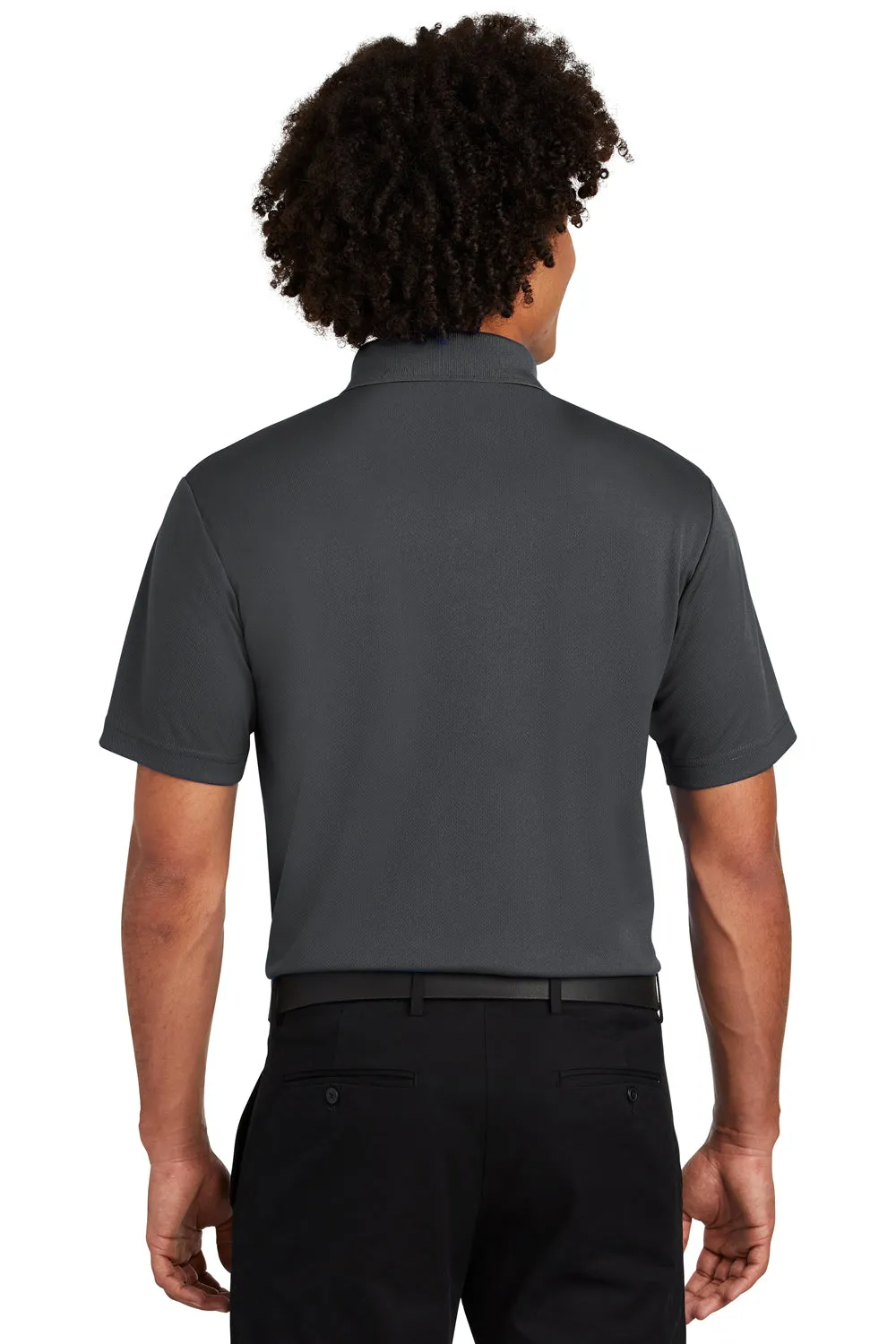Sport-Tek Mens RacerMesh Moisture Wicking Short Sleeve Polo Shirt w/ Pocket - Graphite Grey
