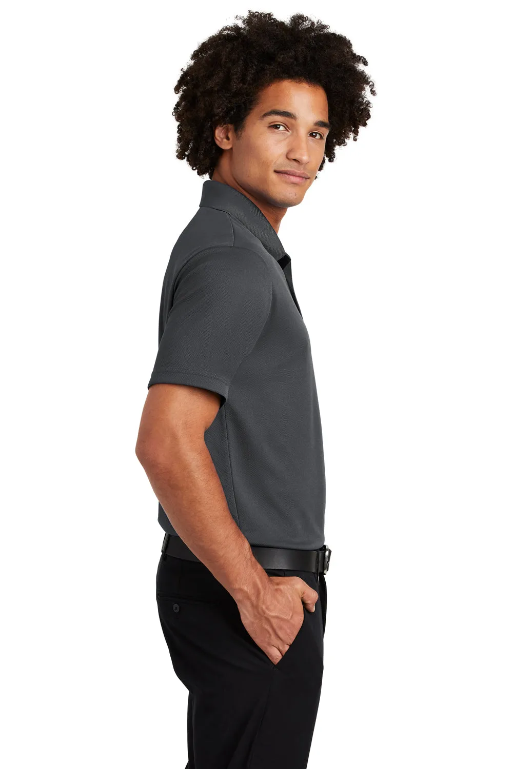 Sport-Tek Mens RacerMesh Moisture Wicking Short Sleeve Polo Shirt w/ Pocket - Graphite Grey