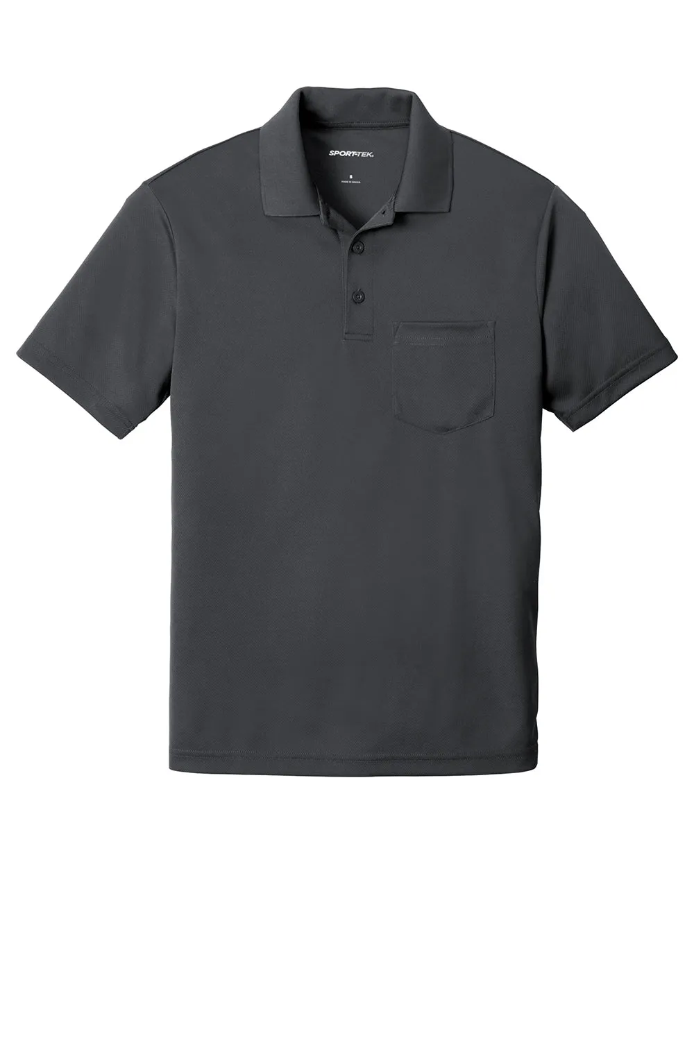 Sport-Tek Mens RacerMesh Moisture Wicking Short Sleeve Polo Shirt w/ Pocket - Graphite Grey