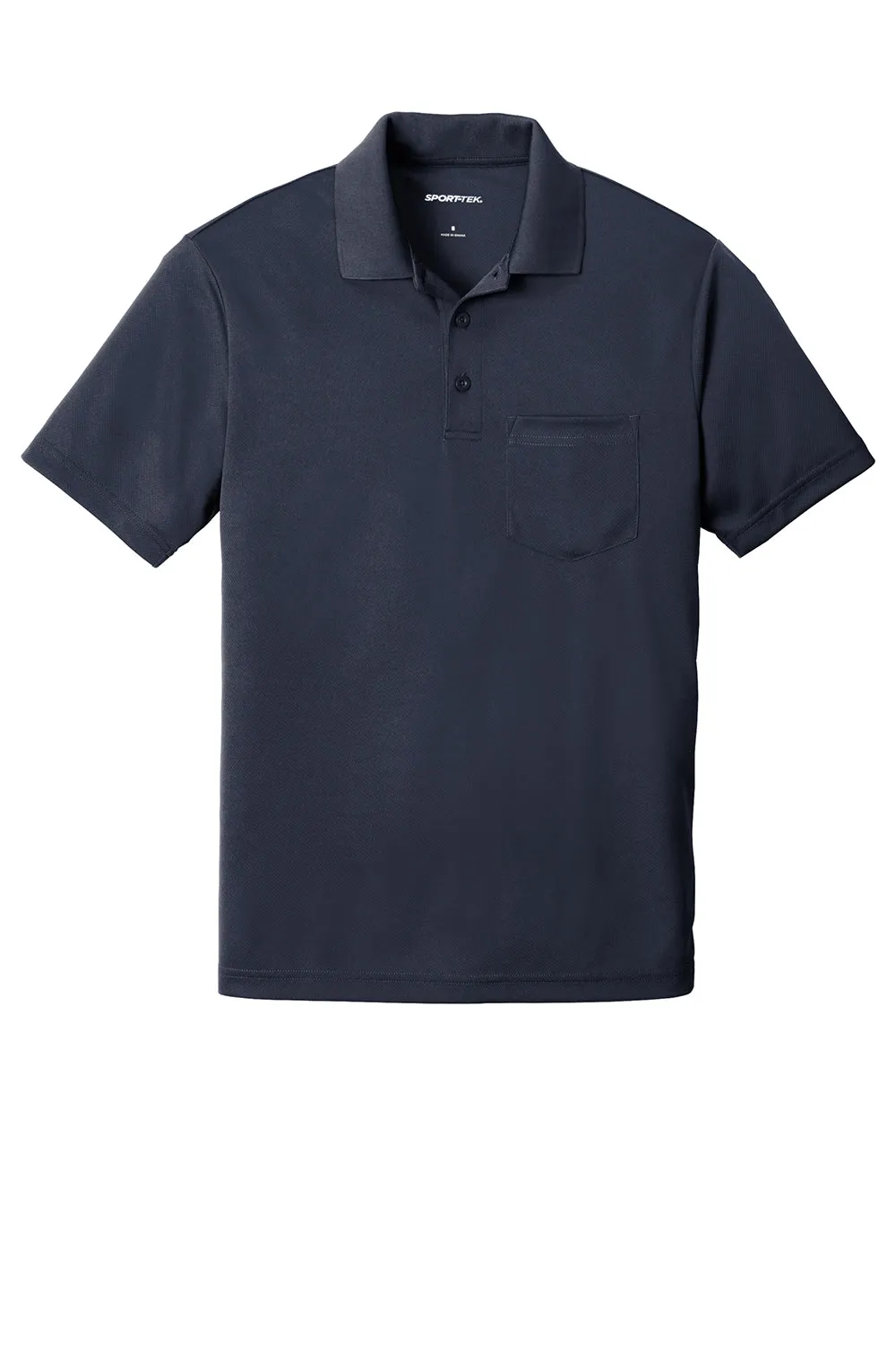 Sport-Tek Mens RacerMesh Moisture Wicking Short Sleeve Polo Shirt w/ Pocket - True Navy Blue