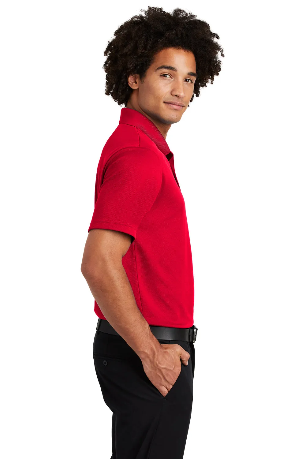 Sport-Tek Mens RacerMesh Moisture Wicking Short Sleeve Polo Shirt w/ Pocket - True Red - Closeout