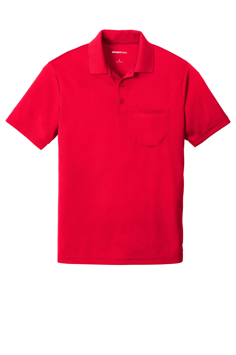 Sport-Tek Mens RacerMesh Moisture Wicking Short Sleeve Polo Shirt w/ Pocket - True Red - Closeout