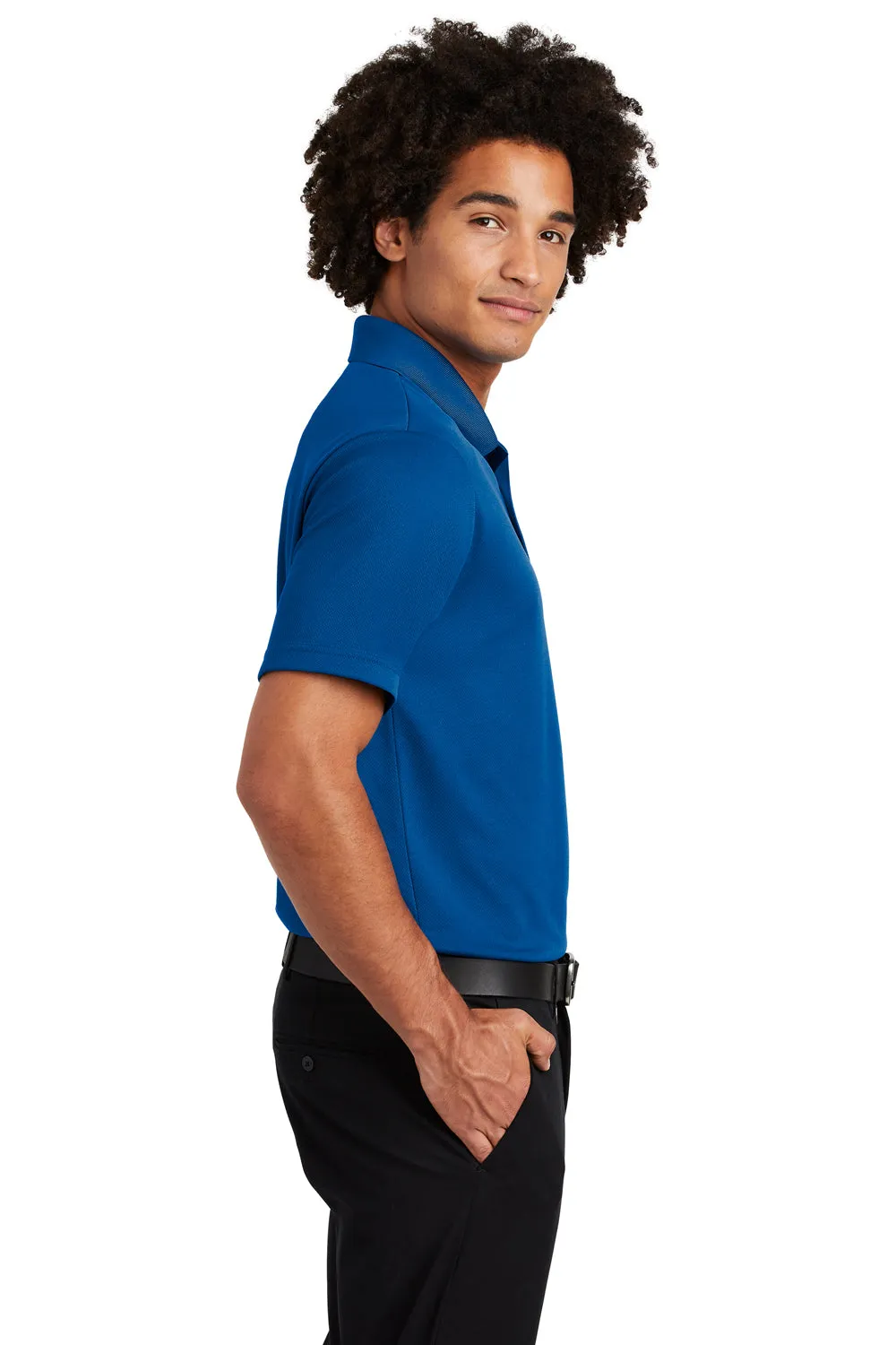 Sport-Tek Mens RacerMesh Moisture Wicking Short Sleeve Polo Shirt w/ Pocket - True Royal Blue