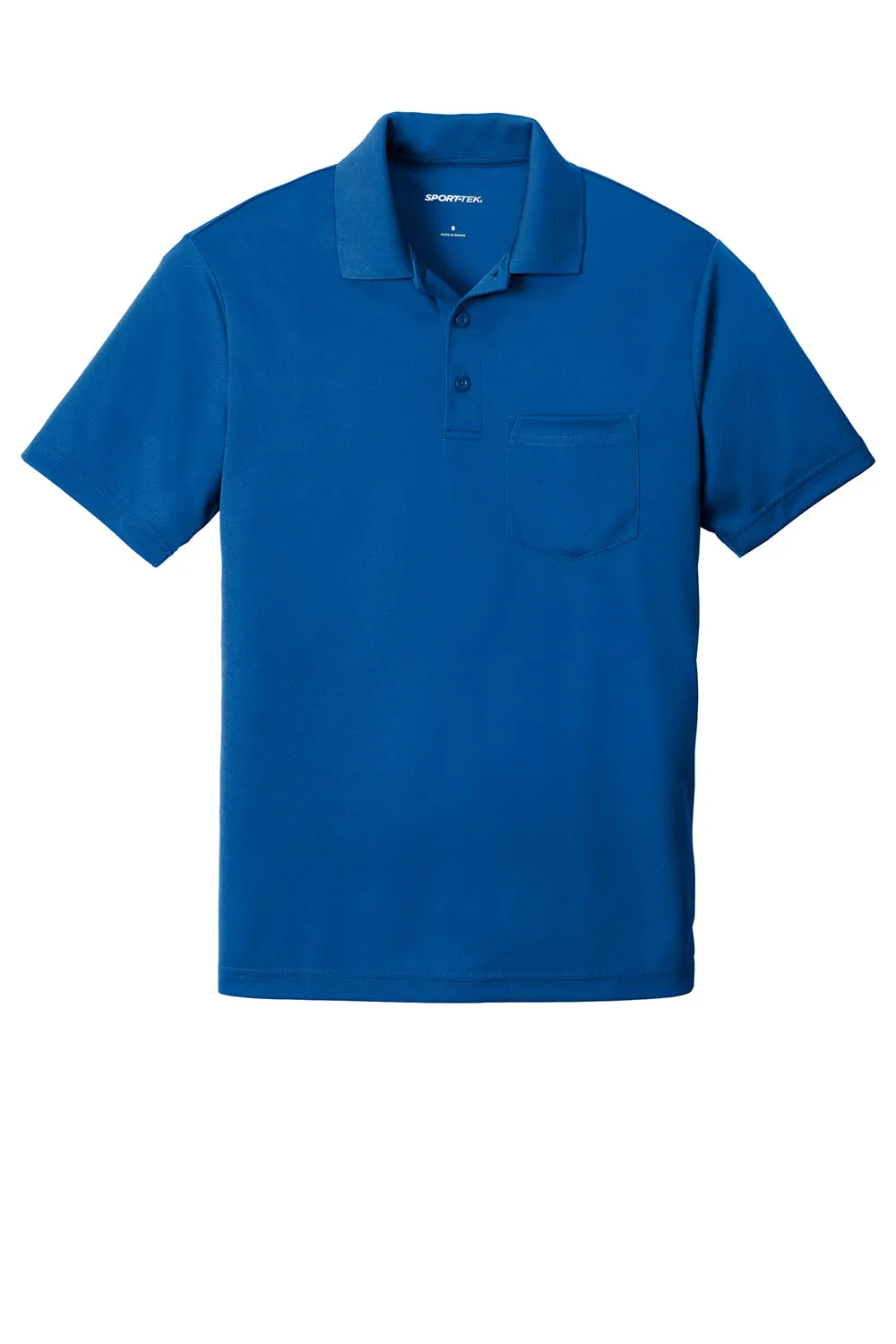 Sport-Tek Mens RacerMesh Moisture Wicking Short Sleeve Polo Shirt w/ Pocket - True Royal Blue