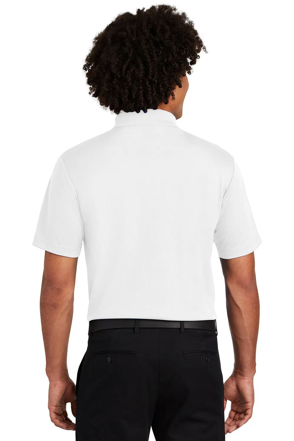 Sport-Tek Mens RacerMesh Moisture Wicking Short Sleeve Polo Shirt w/ Pocket - White