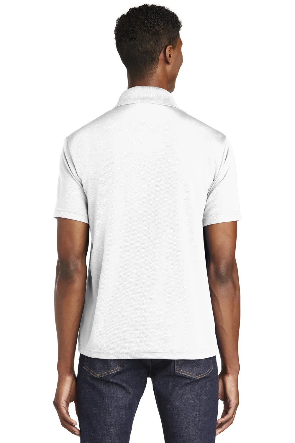 Sport-Tek Mens RacerMesh Moisture Wicking Short Sleeve Polo Shirt - White