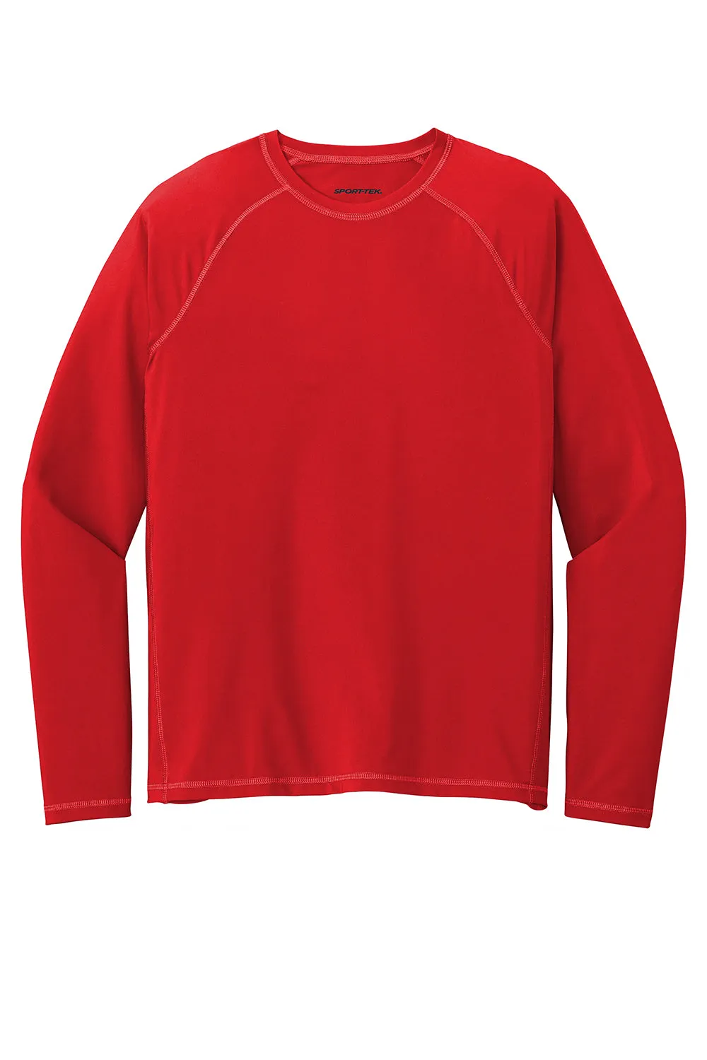 Sport-Tek Mens Rashguard Moisture Wicking Long Sleeve Crewneck T-Shirt - True Red - Closeout