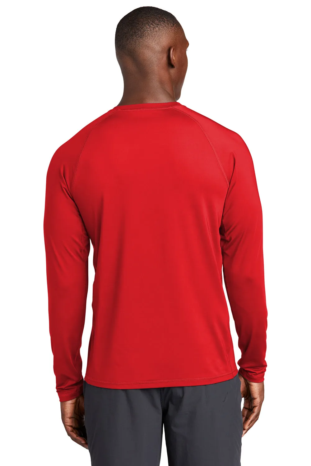 Sport-Tek Mens Rashguard Moisture Wicking Long Sleeve Crewneck T-Shirt - True Red - Closeout