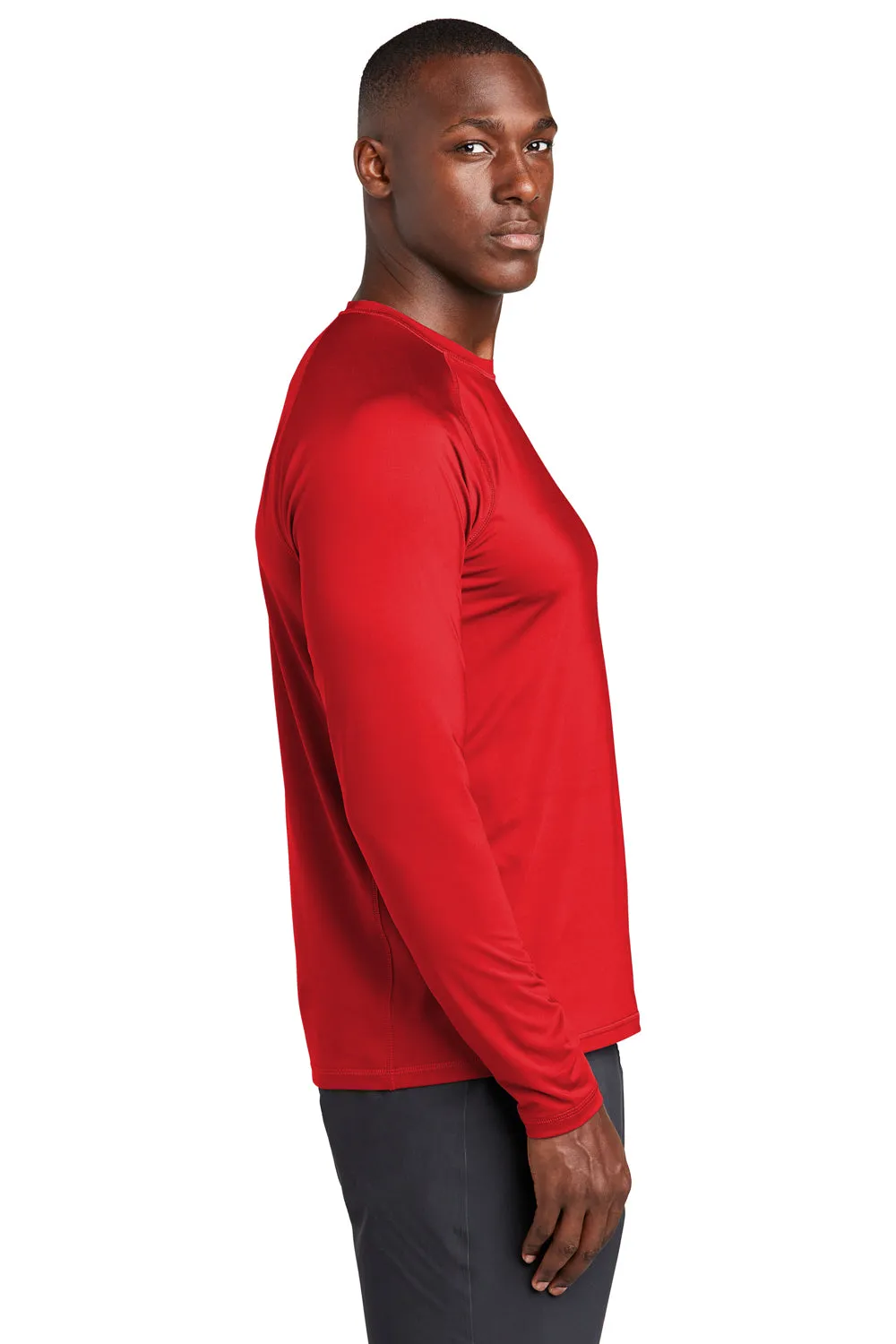 Sport-Tek Mens Rashguard Moisture Wicking Long Sleeve Crewneck T-Shirt - True Red - Closeout