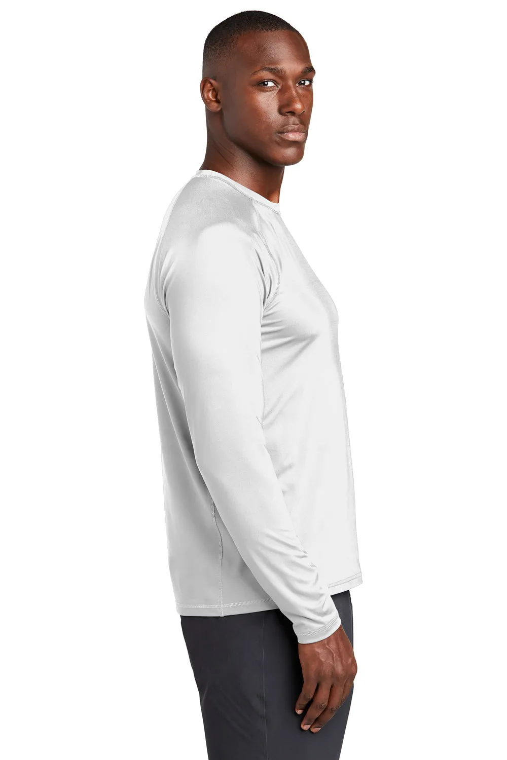 Sport-Tek Mens Rashguard Moisture Wicking Long Sleeve Crewneck T-Shirt - White
