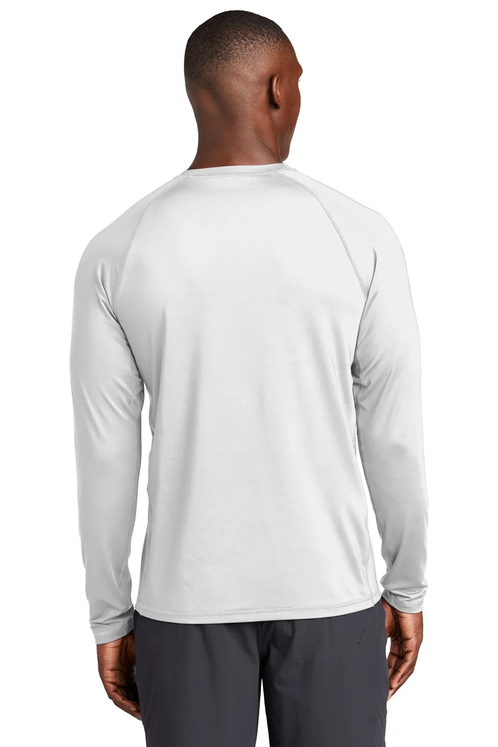 Sport-Tek Mens Rashguard Moisture Wicking Long Sleeve Crewneck T-Shirt - White