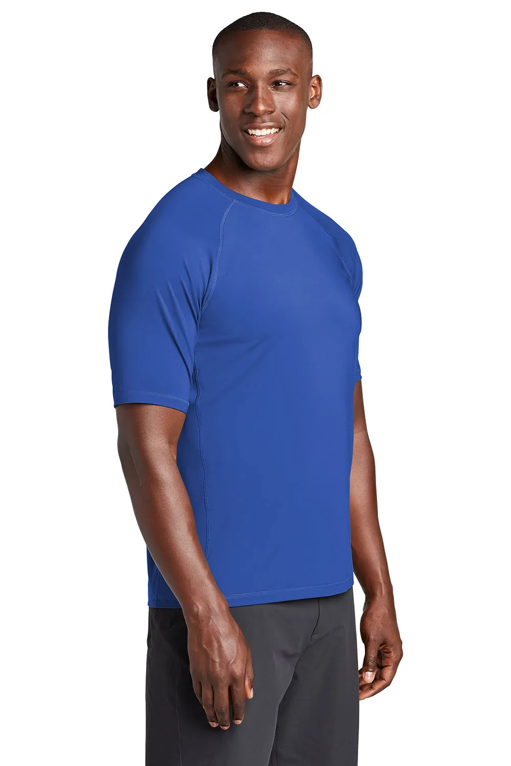 Sport-Tek Mens Rashguard Moisture Wicking Short Sleeve Crewneck T-Shirt - True Royal Blue