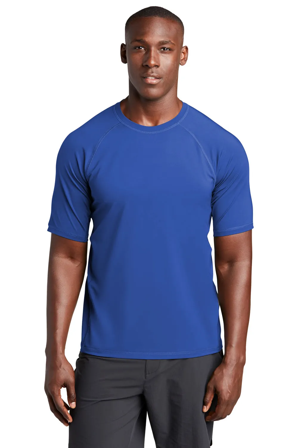 Sport-Tek Mens Rashguard Moisture Wicking Short Sleeve Crewneck T-Shirt - True Royal Blue