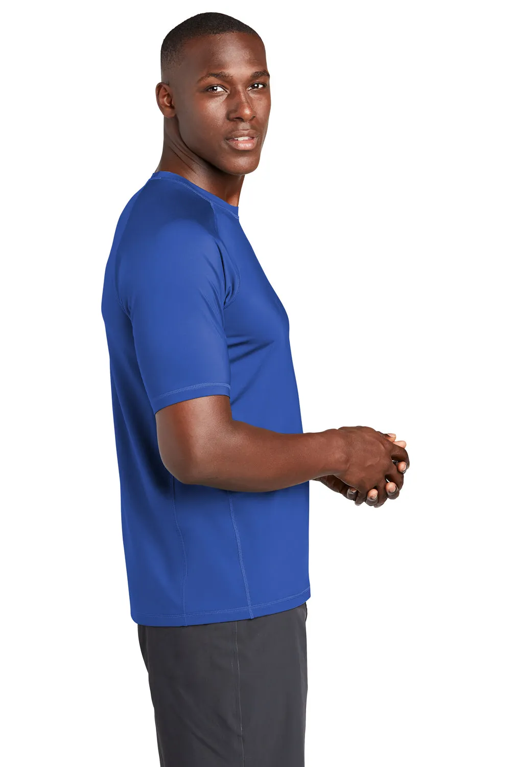 Sport-Tek Mens Rashguard Moisture Wicking Short Sleeve Crewneck T-Shirt - True Royal Blue