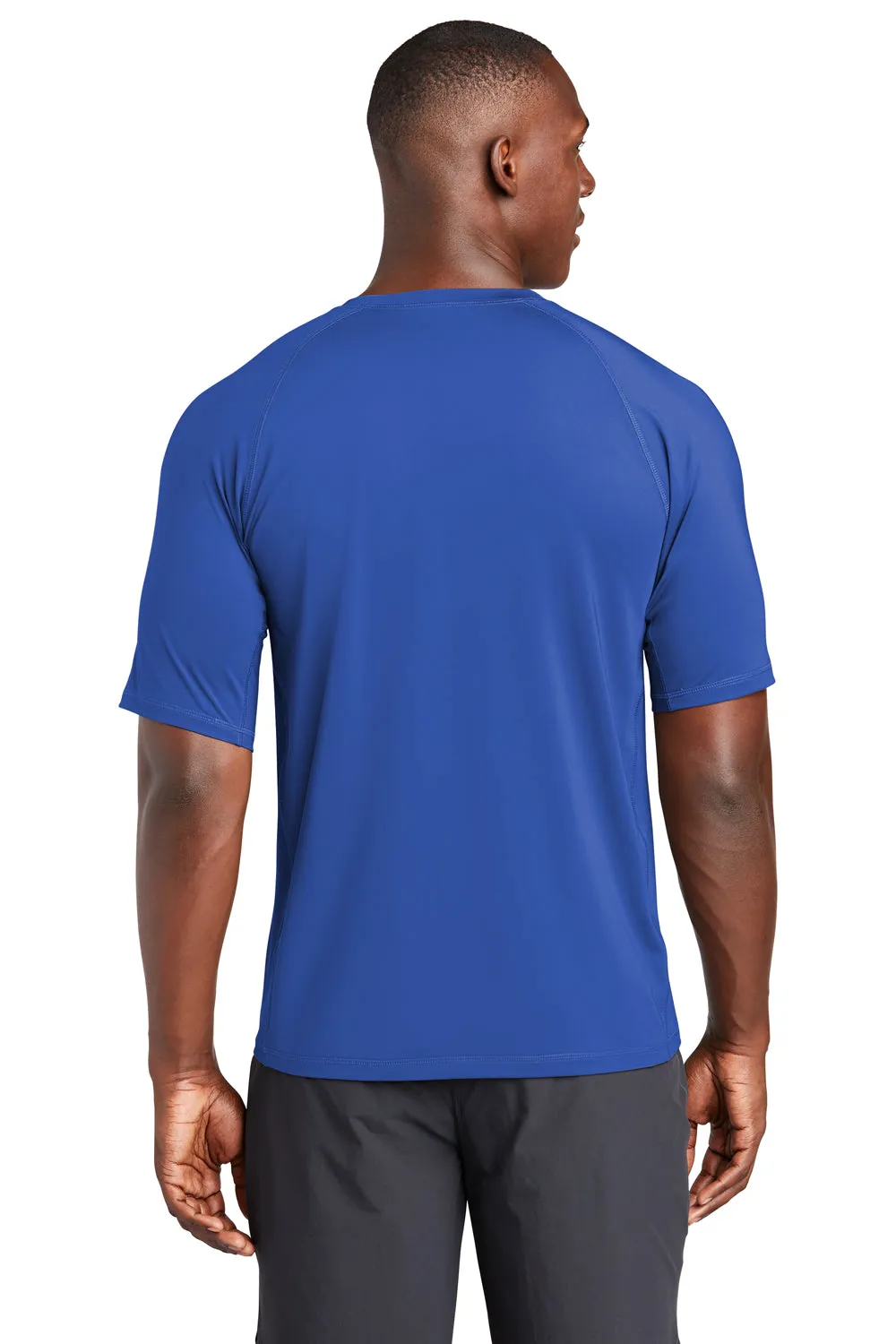 Sport-Tek Mens Rashguard Moisture Wicking Short Sleeve Crewneck T-Shirt - True Royal Blue