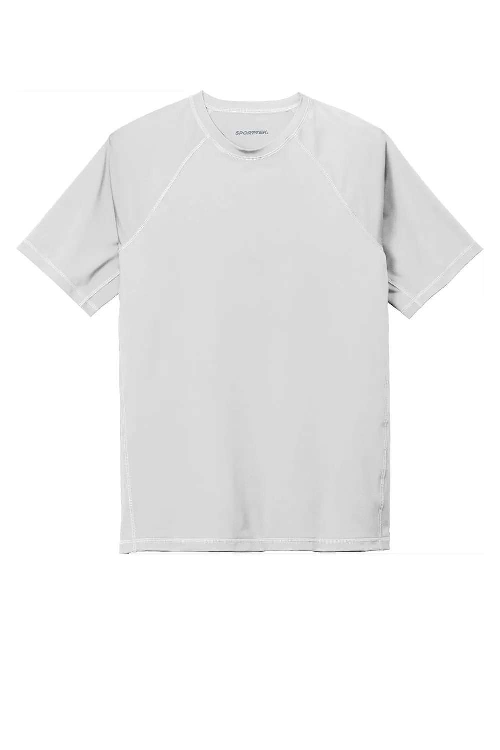 Sport-Tek Mens Rashguard Moisture Wicking Short Sleeve Crewneck T-Shirt - White
