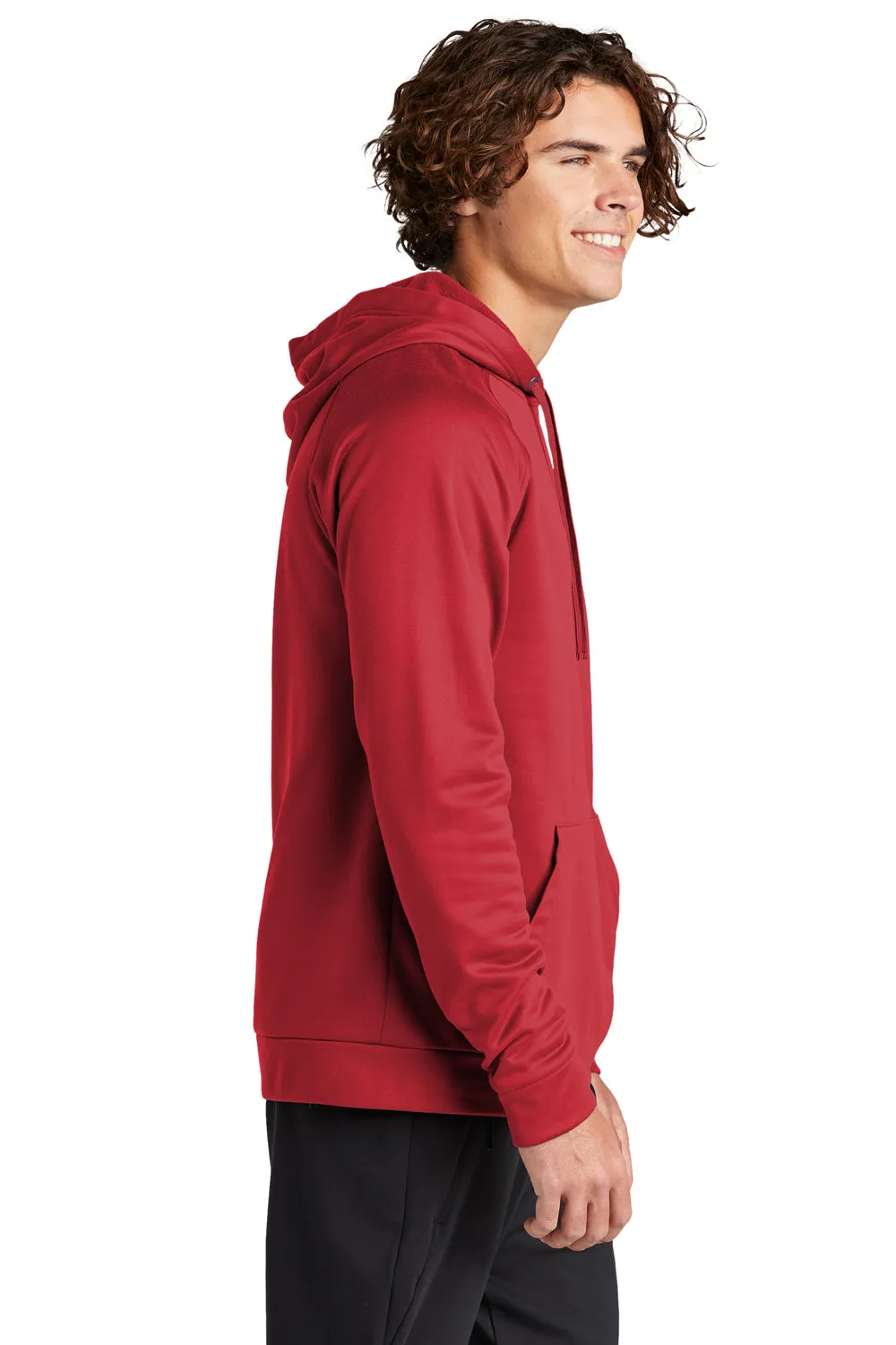 Sport-Tek Mens Re-Compete Fleece Anti Static Hooded Sweatshirt Hoodie w/ Pouch Pocket - True Red