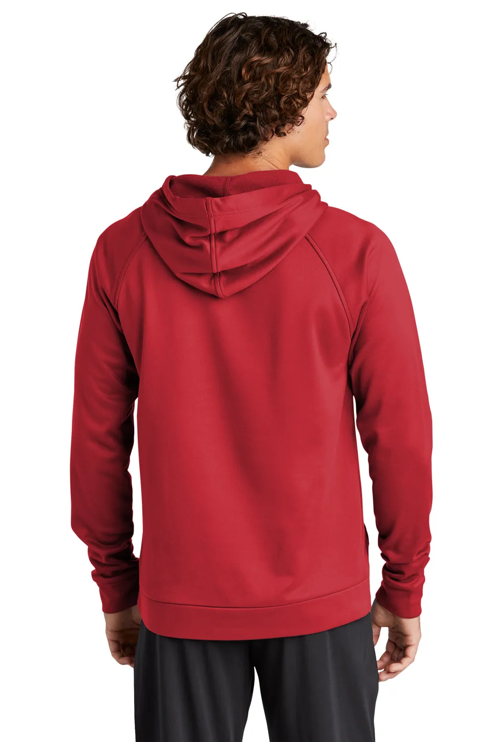 Sport-Tek Mens Re-Compete Fleece Anti Static Hooded Sweatshirt Hoodie w/ Pouch Pocket - True Red