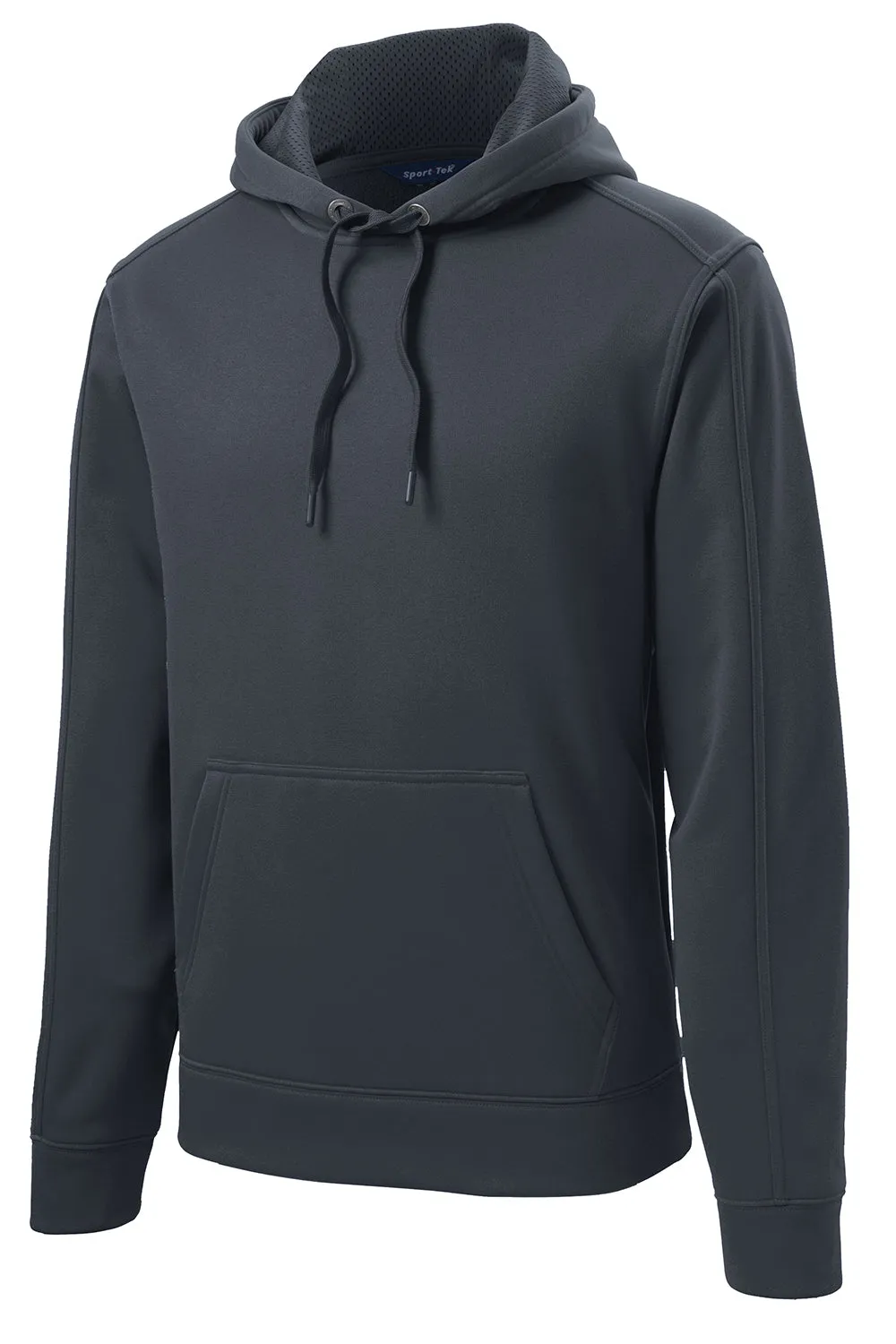 Sport-Tek Mens Repel Moisture Wicking Hooded Sweatshirt Hoodie w/ Pouch Pocket - Graphite Grey