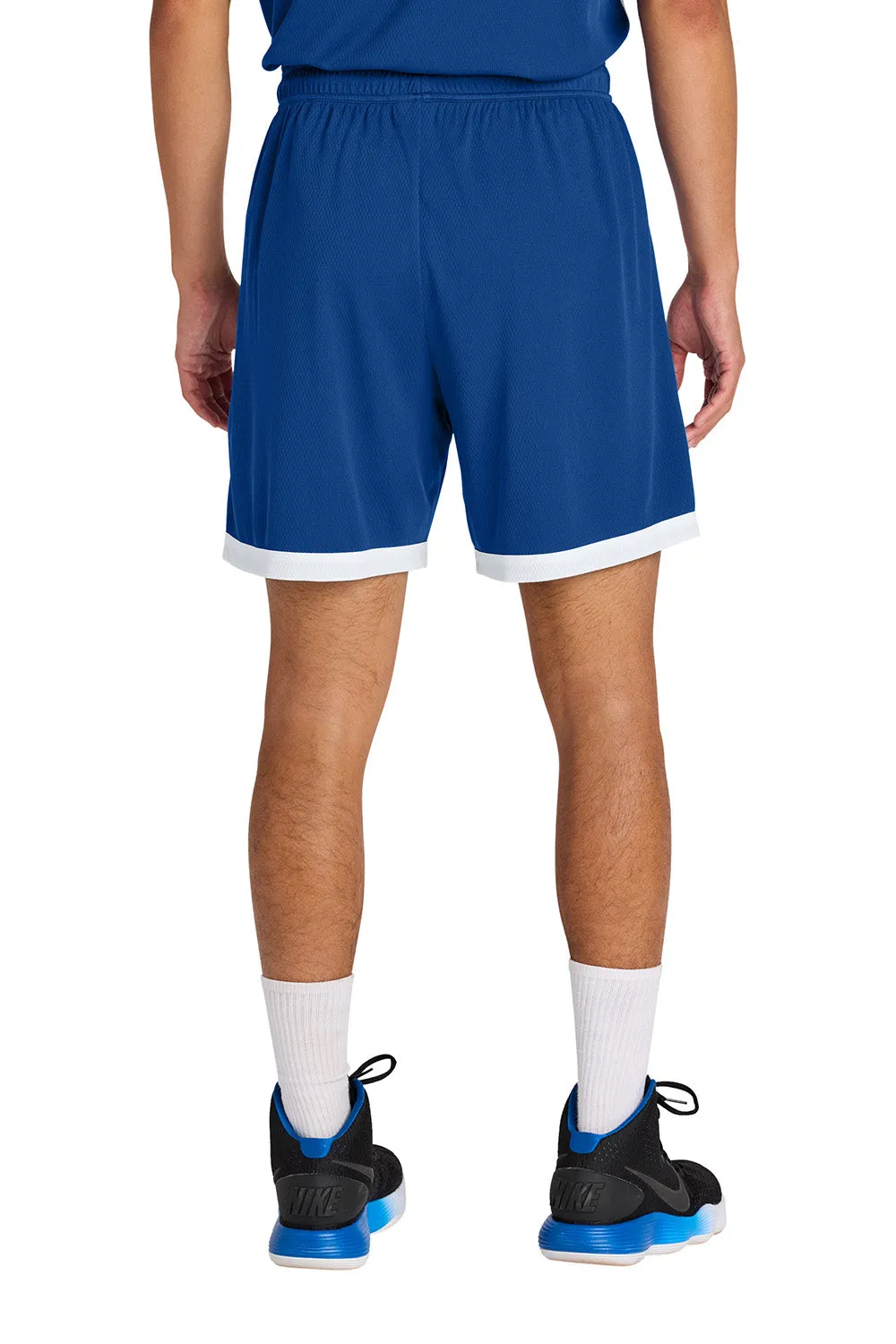Sport-Tek Mens Rival Moisture Wicking Basketball Shorts - True Royal Blue/White