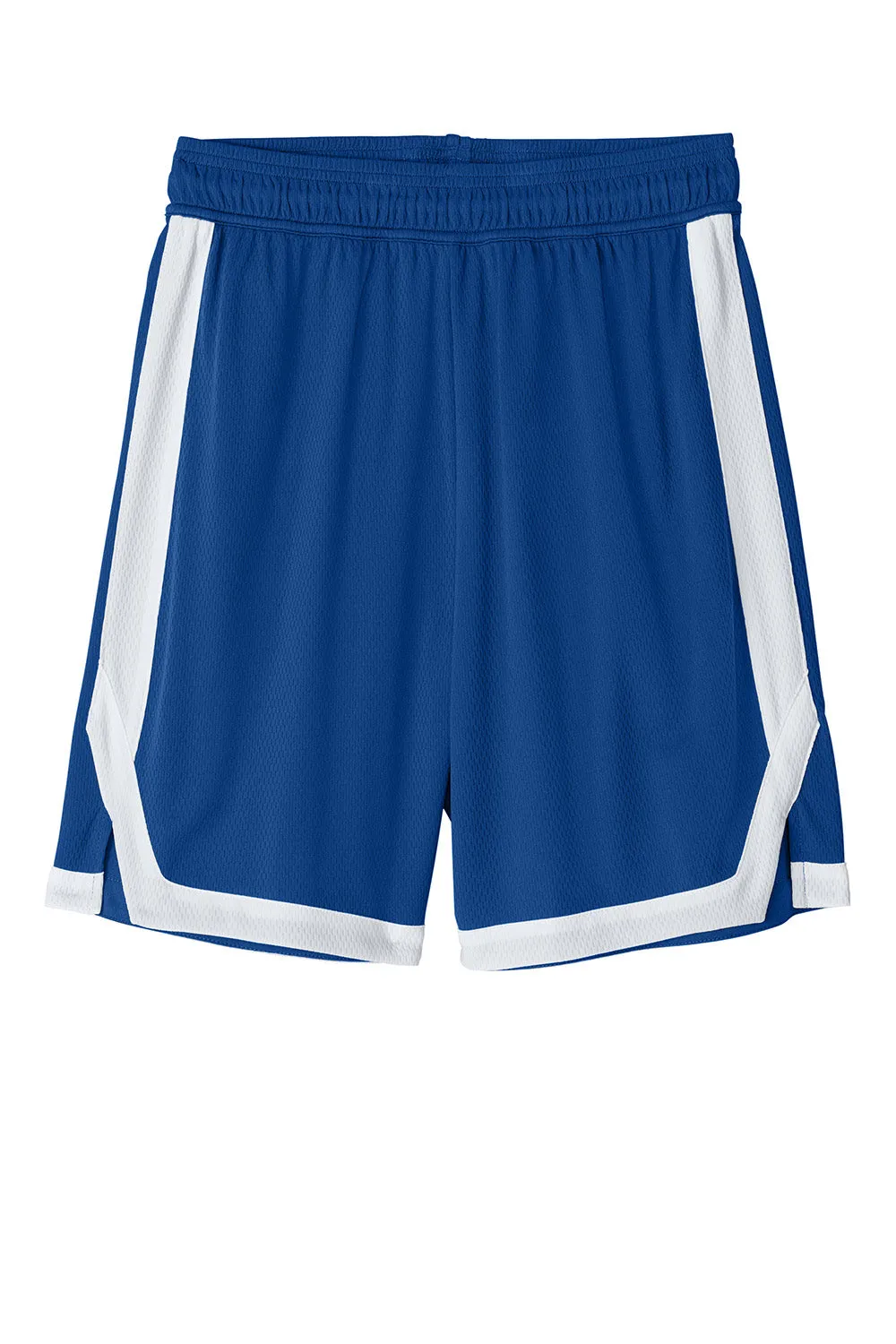 Sport-Tek Mens Rival Moisture Wicking Basketball Shorts - True Royal Blue/White