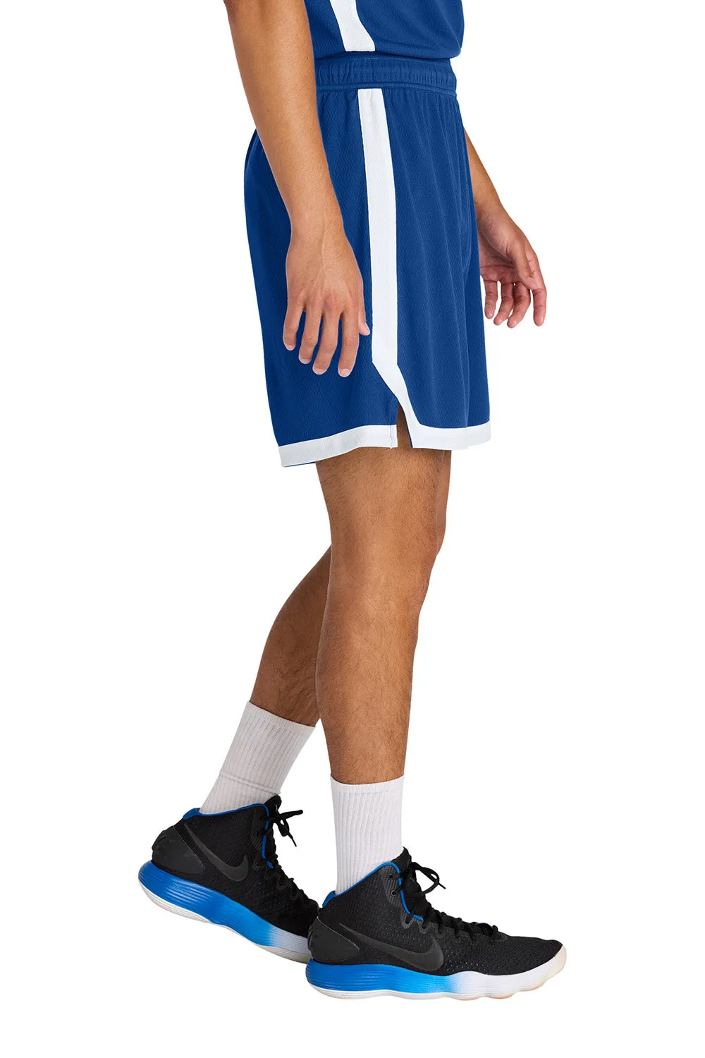 Sport-Tek Mens Rival Moisture Wicking Basketball Shorts - True Royal Blue/White