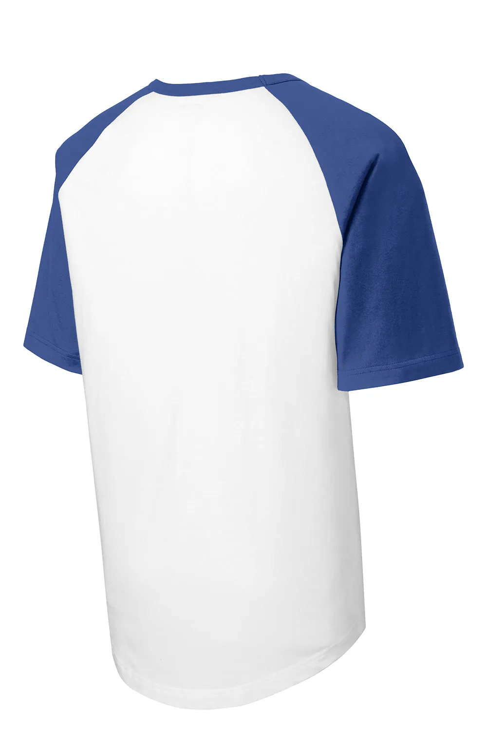 Sport-Tek Mens Short Sleeve Crewneck T-Shirt - White/Royal Blue