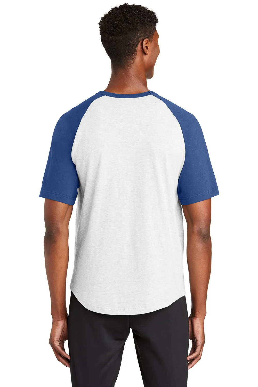 Sport-Tek Mens Short Sleeve Crewneck T-Shirt - White/Royal Blue