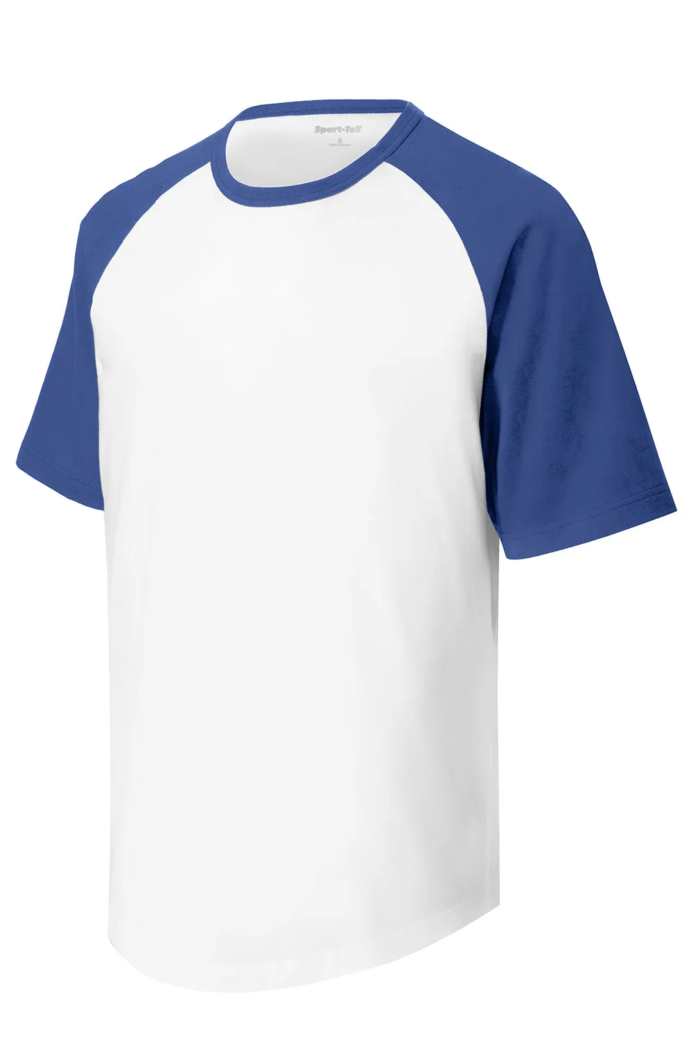 Sport-Tek Mens Short Sleeve Crewneck T-Shirt - White/Royal Blue