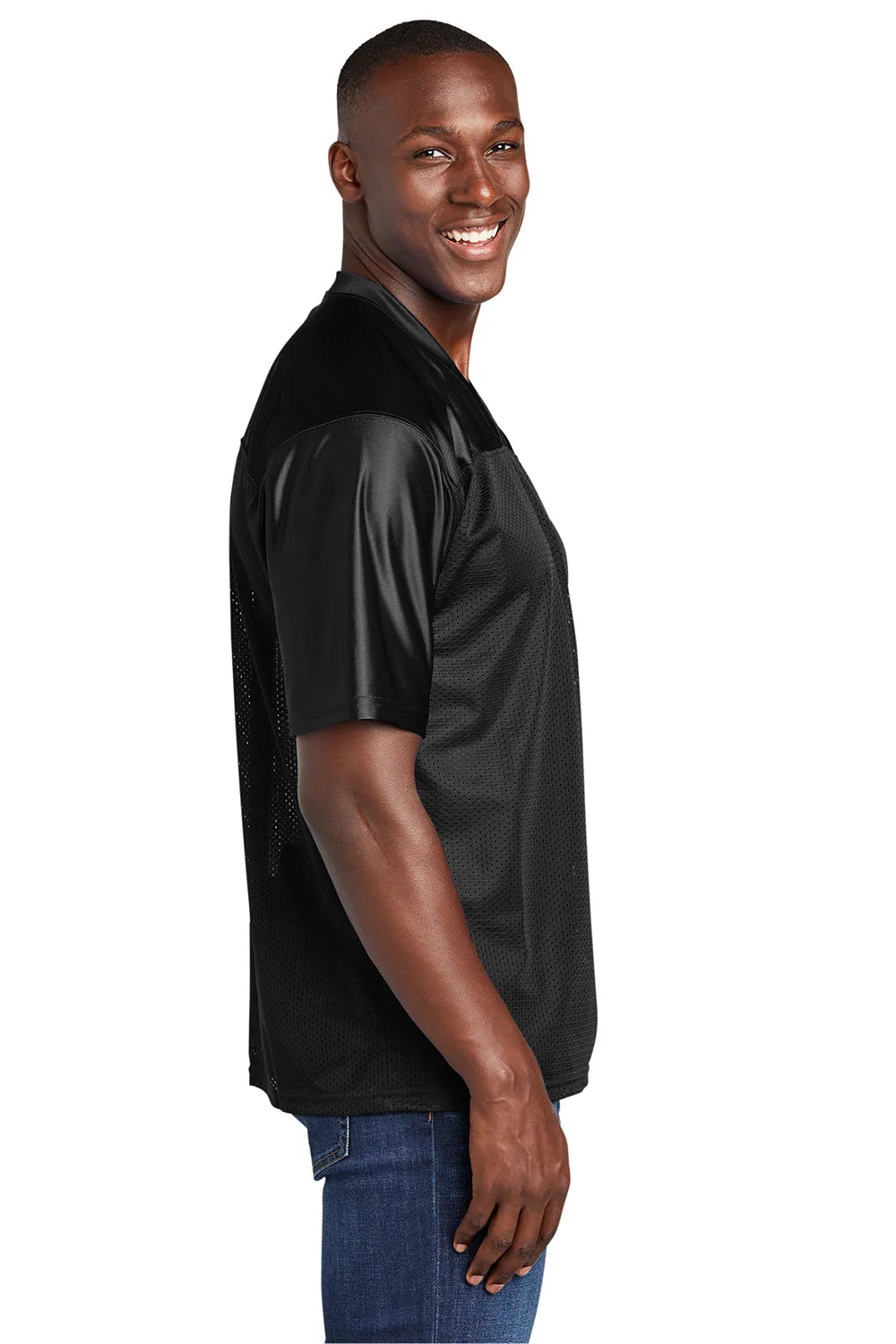 Sport-Tek Mens Short Sleeve V-Neck T-Shirt - Black