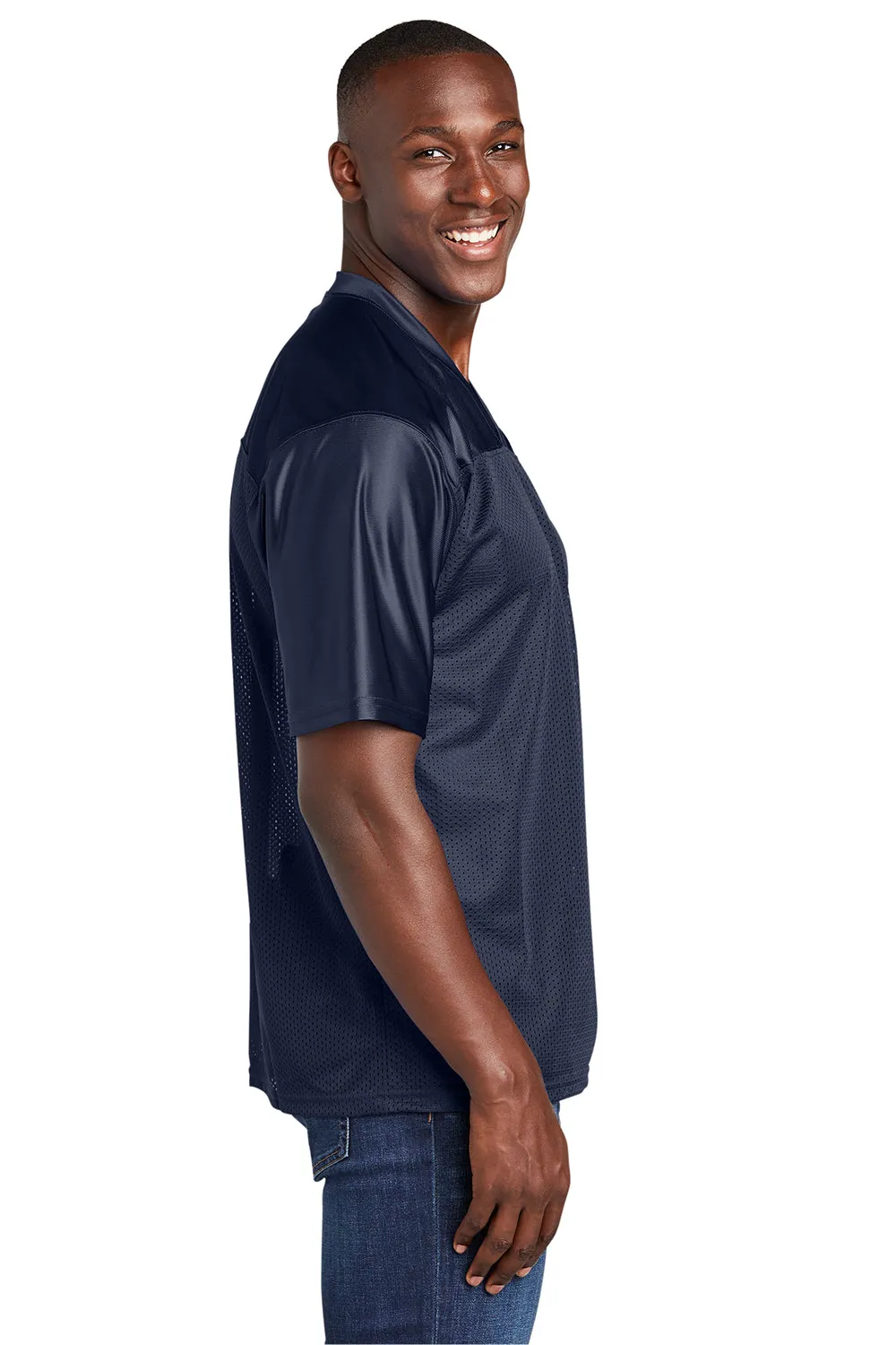 Sport-Tek Mens Short Sleeve V-Neck T-Shirt - True Navy Blue