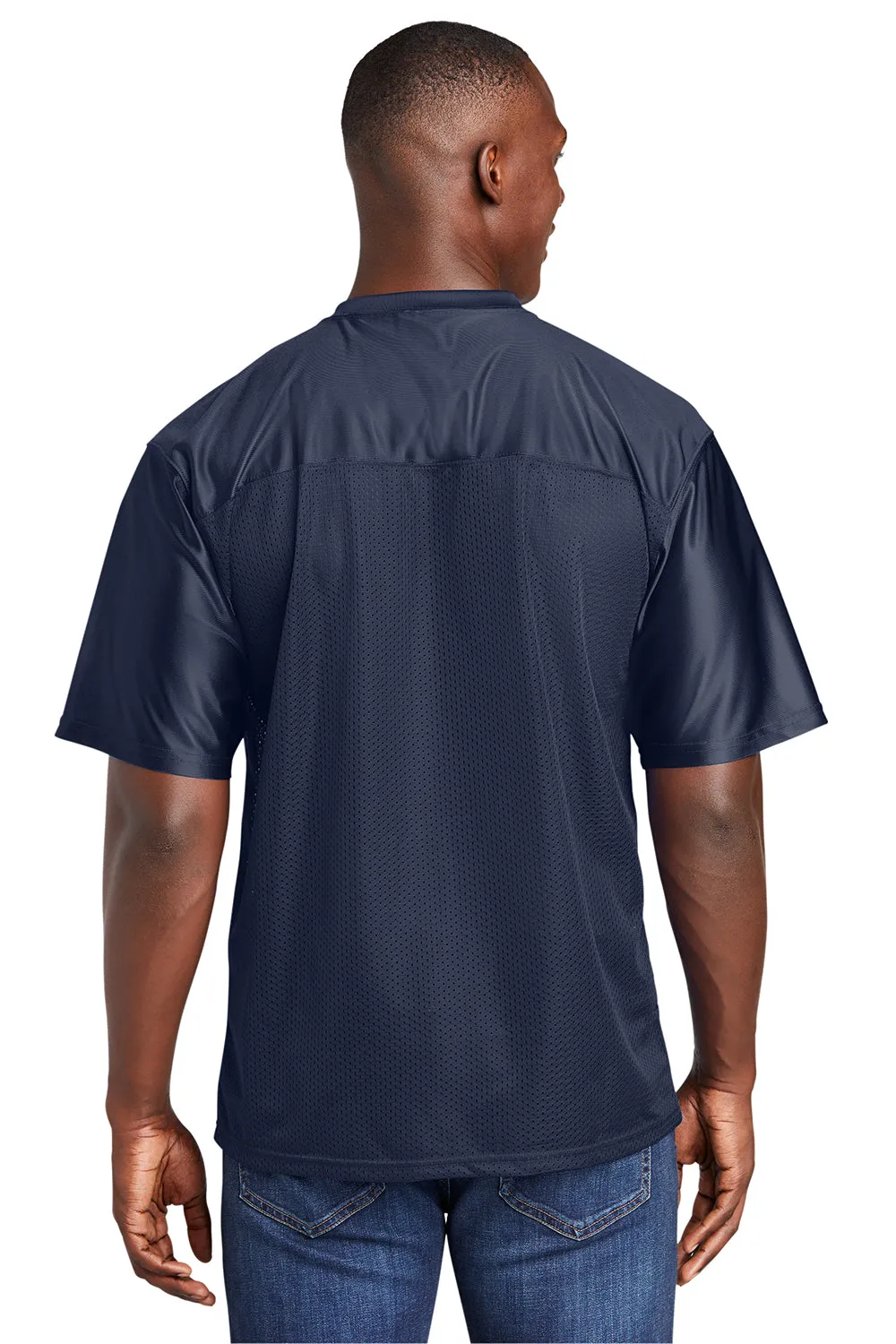 Sport-Tek Mens Short Sleeve V-Neck T-Shirt - True Navy Blue