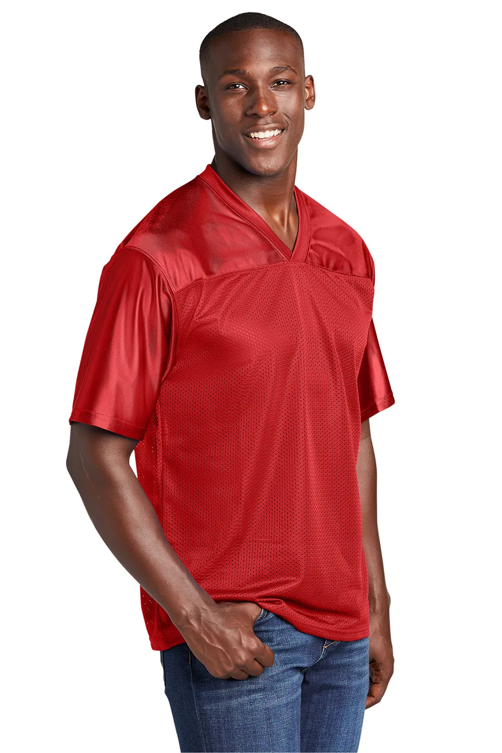 Sport-Tek Mens Short Sleeve V-Neck T-Shirt - True Red