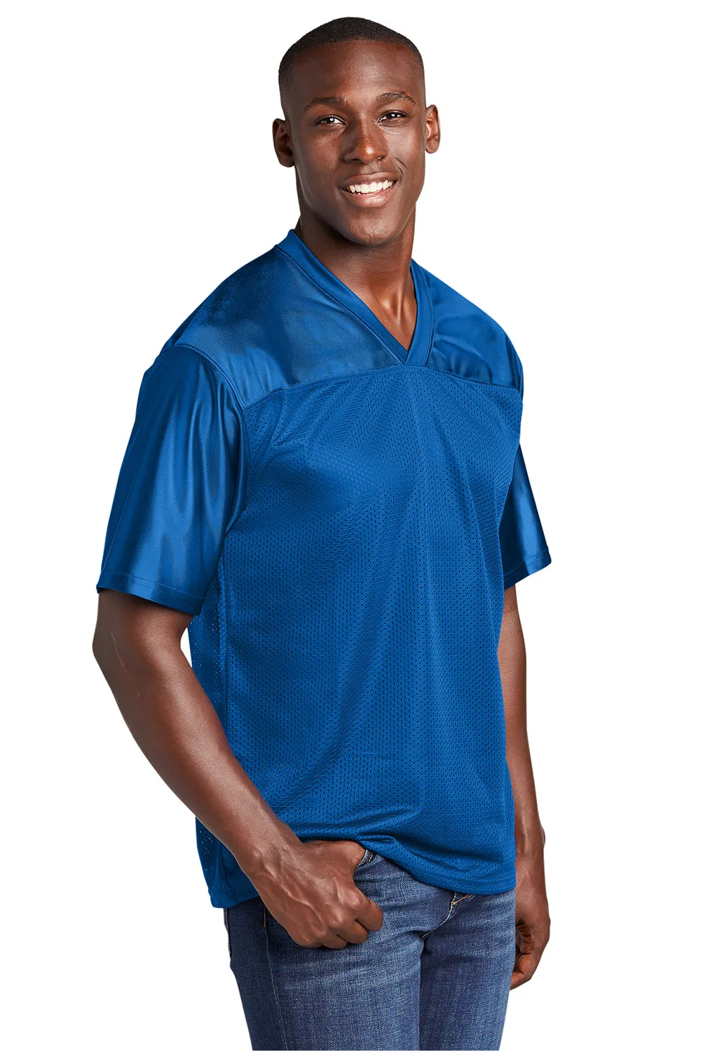 Sport-Tek Mens Short Sleeve V-Neck T-Shirt - True Royal Blue