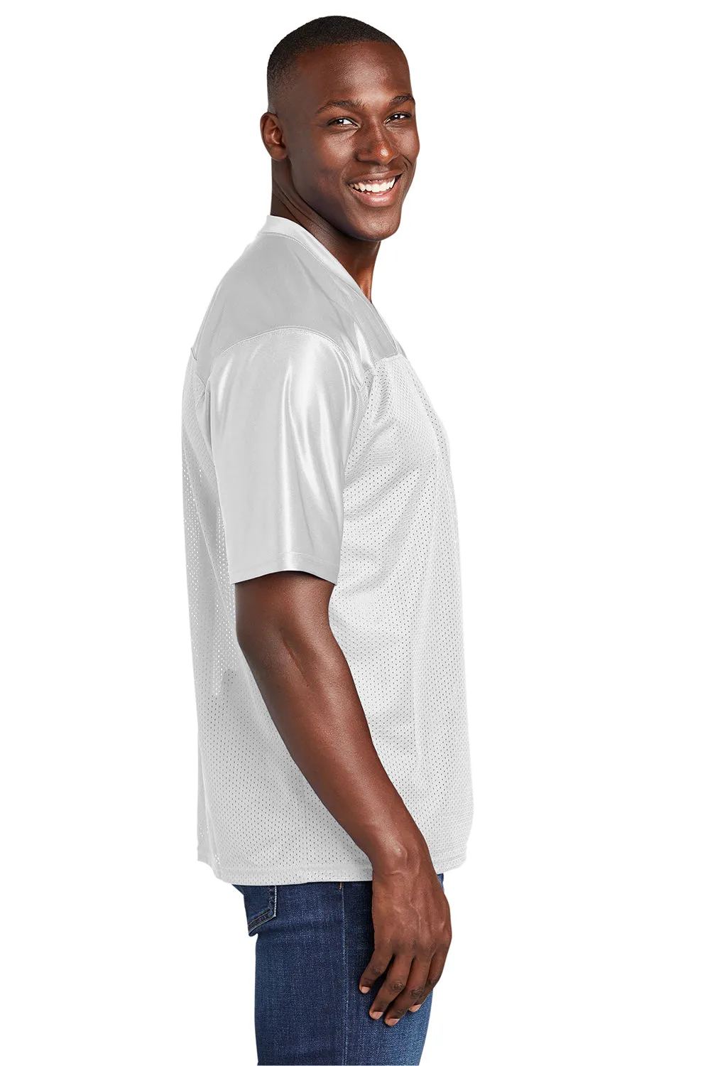 Sport-Tek Mens Short Sleeve V-Neck T-Shirt - White
