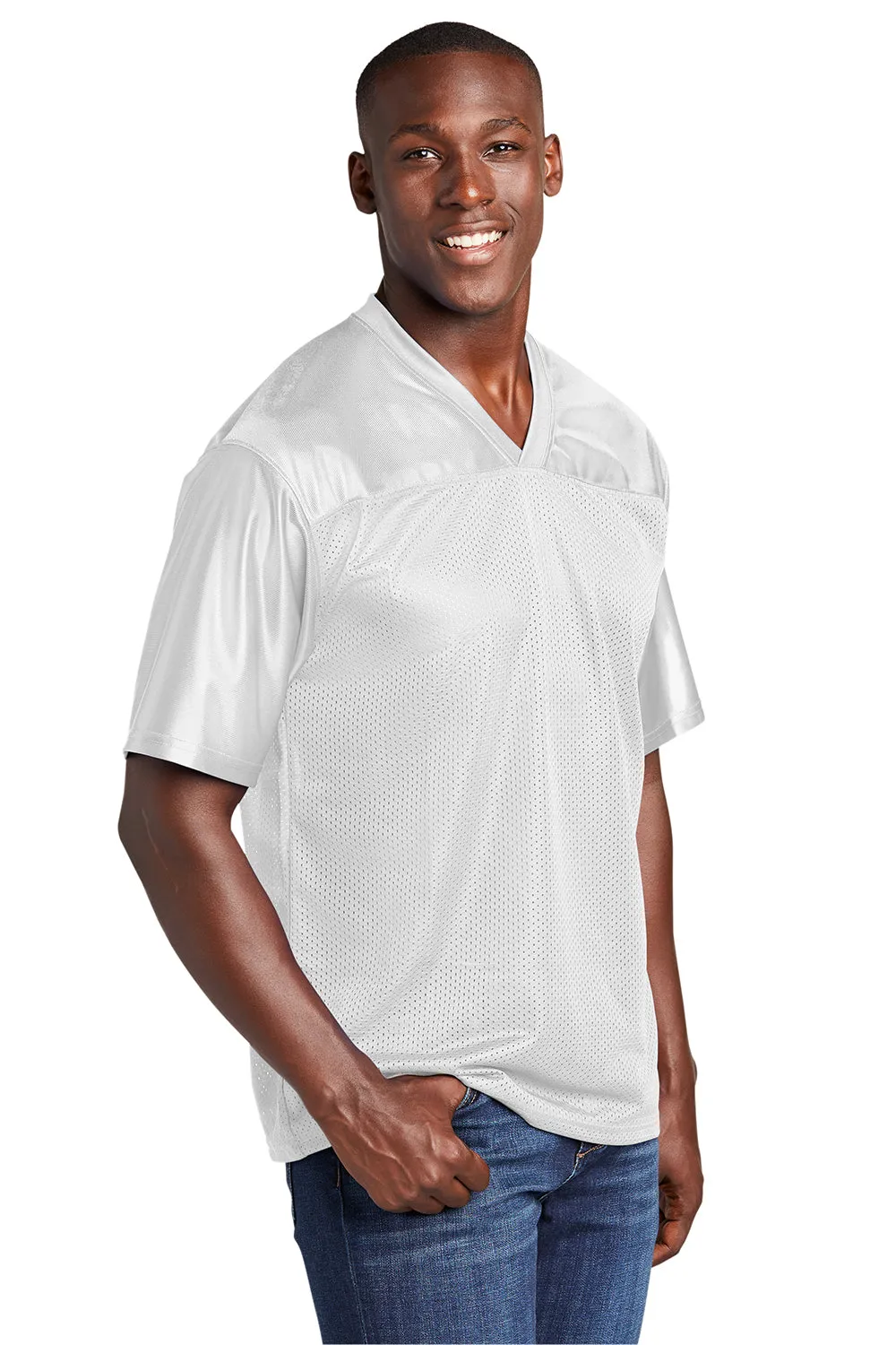 Sport-Tek Mens Short Sleeve V-Neck T-Shirt - White