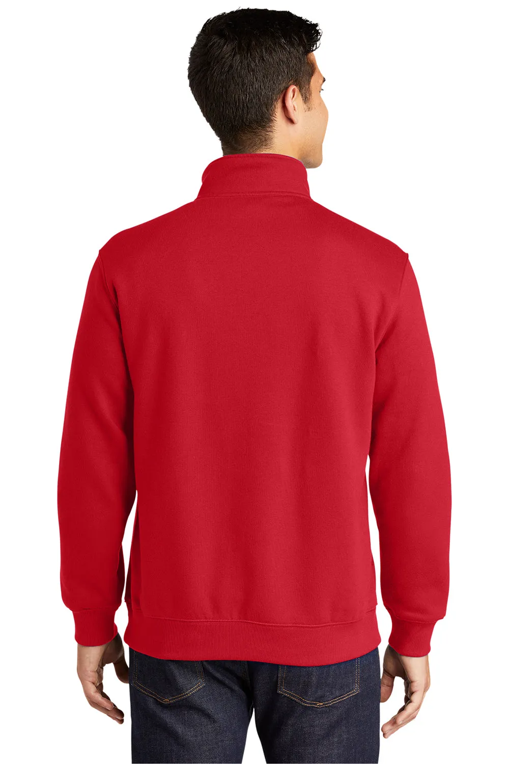 Sport-Tek Mens Shrink Resistant Fleece 1/4 Zip Sweatshirt - True Red