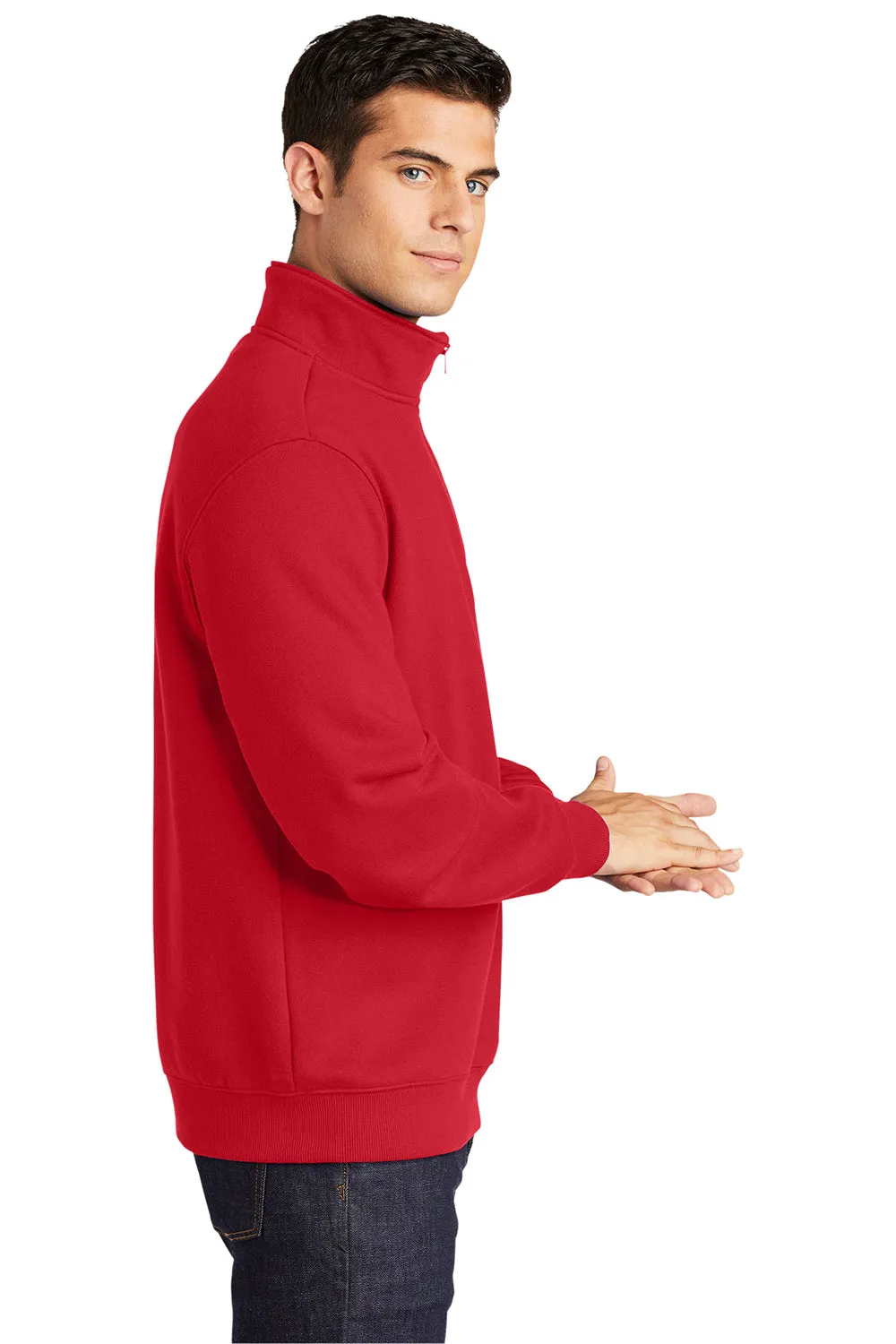 Sport-Tek Mens Shrink Resistant Fleece 1/4 Zip Sweatshirt - True Red