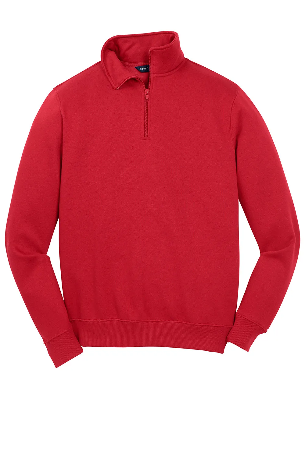 Sport-Tek Mens Shrink Resistant Fleece 1/4 Zip Sweatshirt - True Red