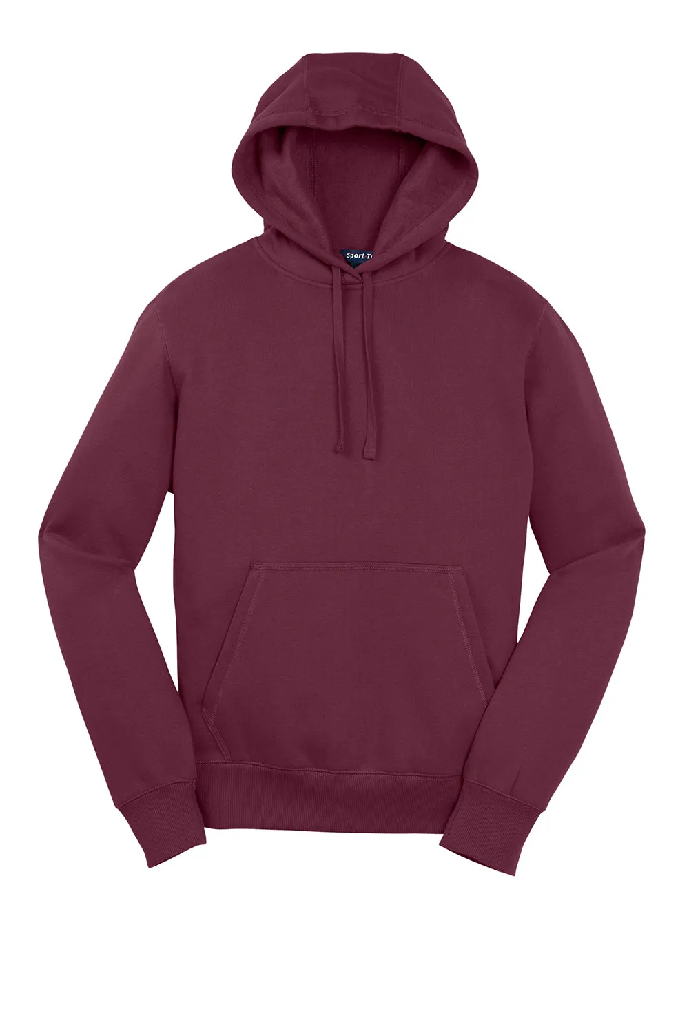 Sport-Tek Mens Shrink Resistant Fleece Hooded Sweatshirt Hoodie w/ Pouch Pocket - Maroon