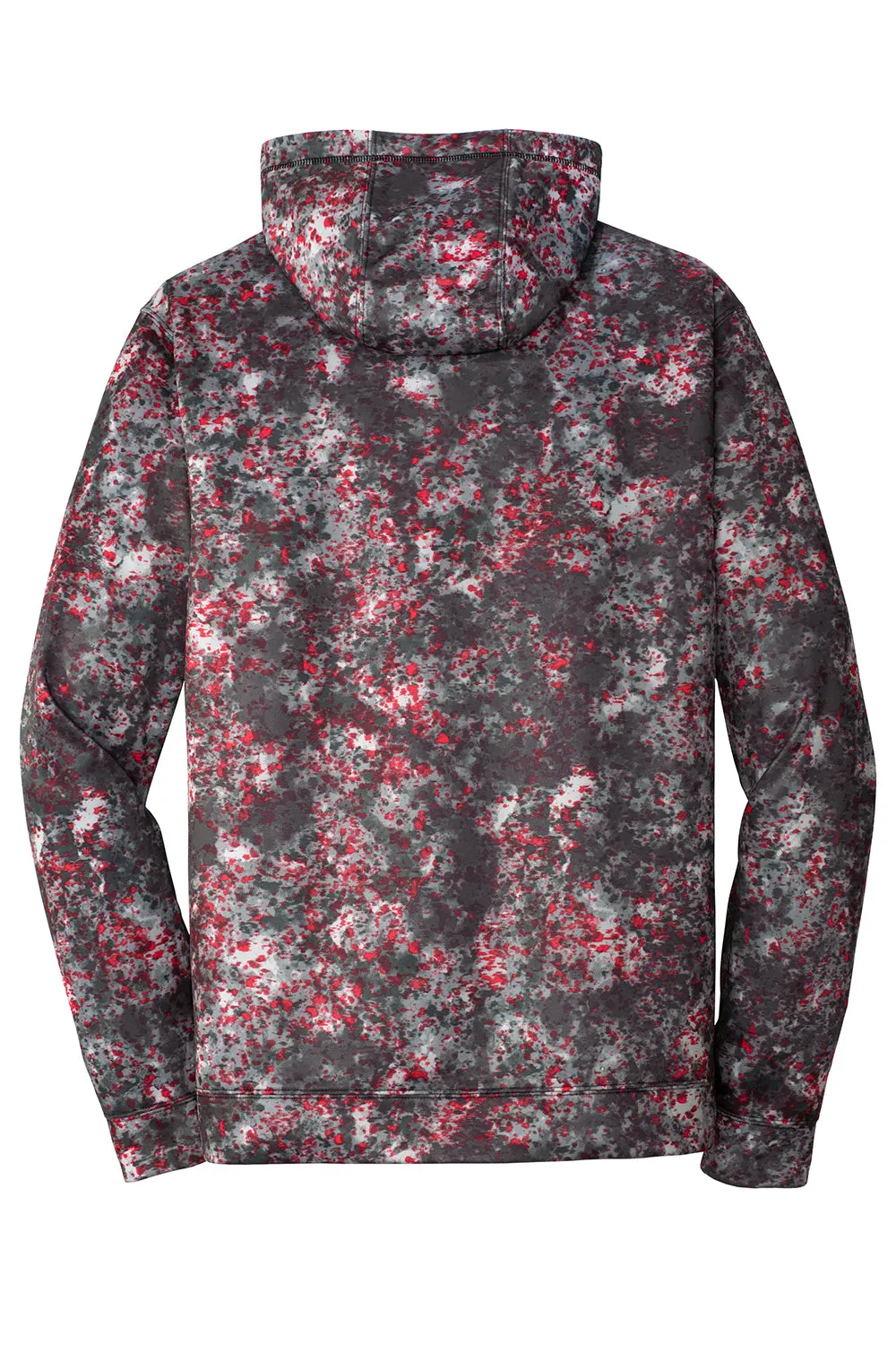 Sport-Tek Mens Sport-Wick Mineral Freeze Moisture Wicking Fleece Hooded Sweatshirt Hoodie w/ Pouch Pocket - Deep Red