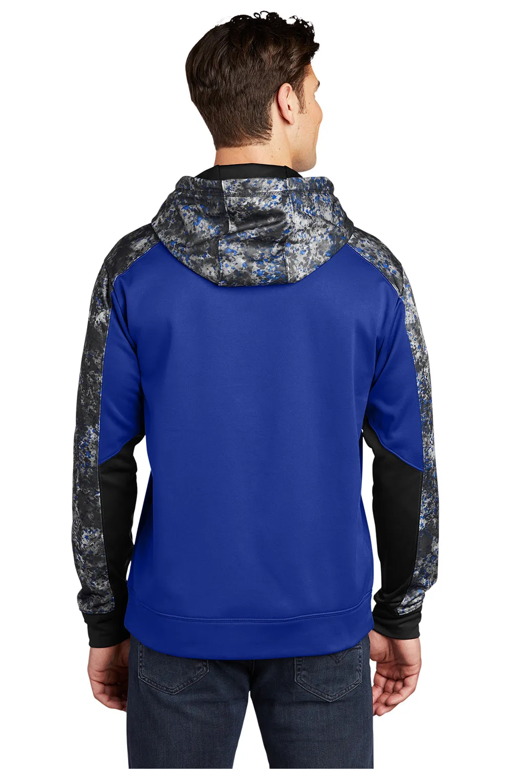 Sport-Tek Mens Sport-Wick Mineral Freeze Moisture Wicking Fleece Hooded Sweatshirt Hoodie w/ Pouch Pocket - True Royal Blue