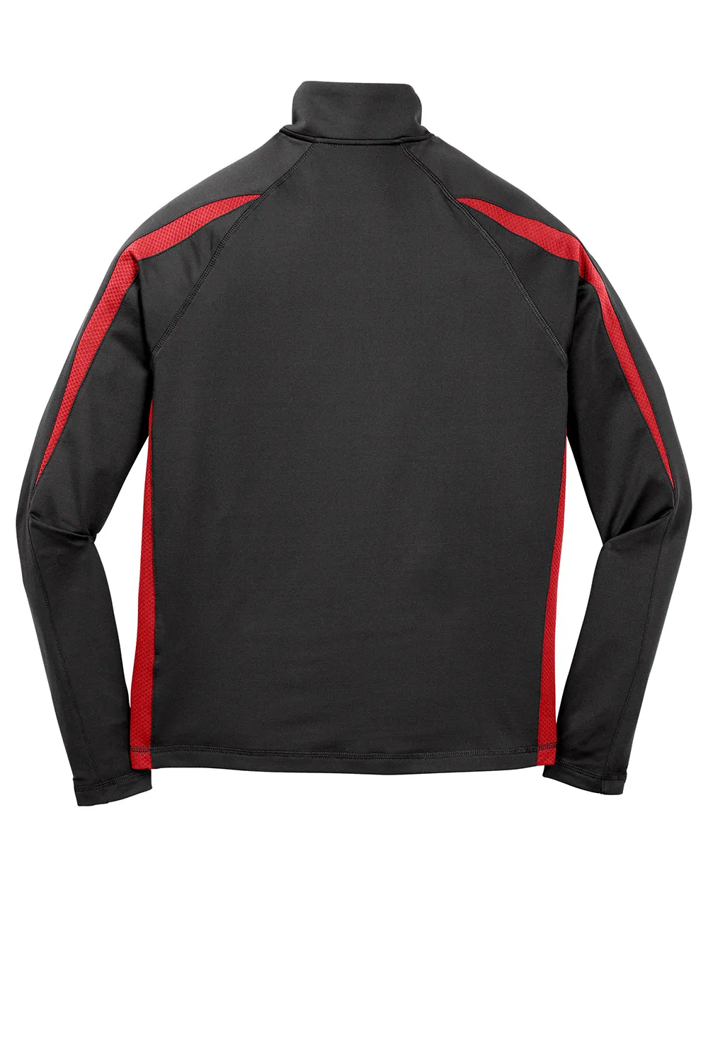 Sport-Tek Mens Sport-Wick Moisture Wicking 1/4 Zip Sweatshirt - Black/True Red