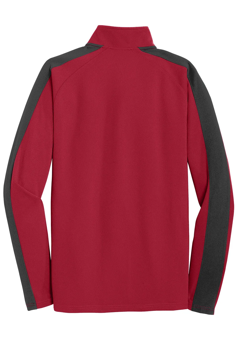 Sport-Tek Mens Sport-Wick Moisture Wicking 1/4 Zip Sweatshirt - Deep Red/Black - Closeout