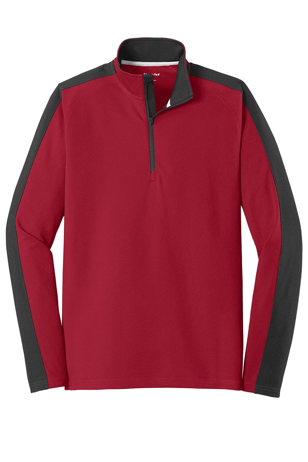 Sport-Tek Mens Sport-Wick Moisture Wicking 1/4 Zip Sweatshirt - Deep Red/Black - Closeout