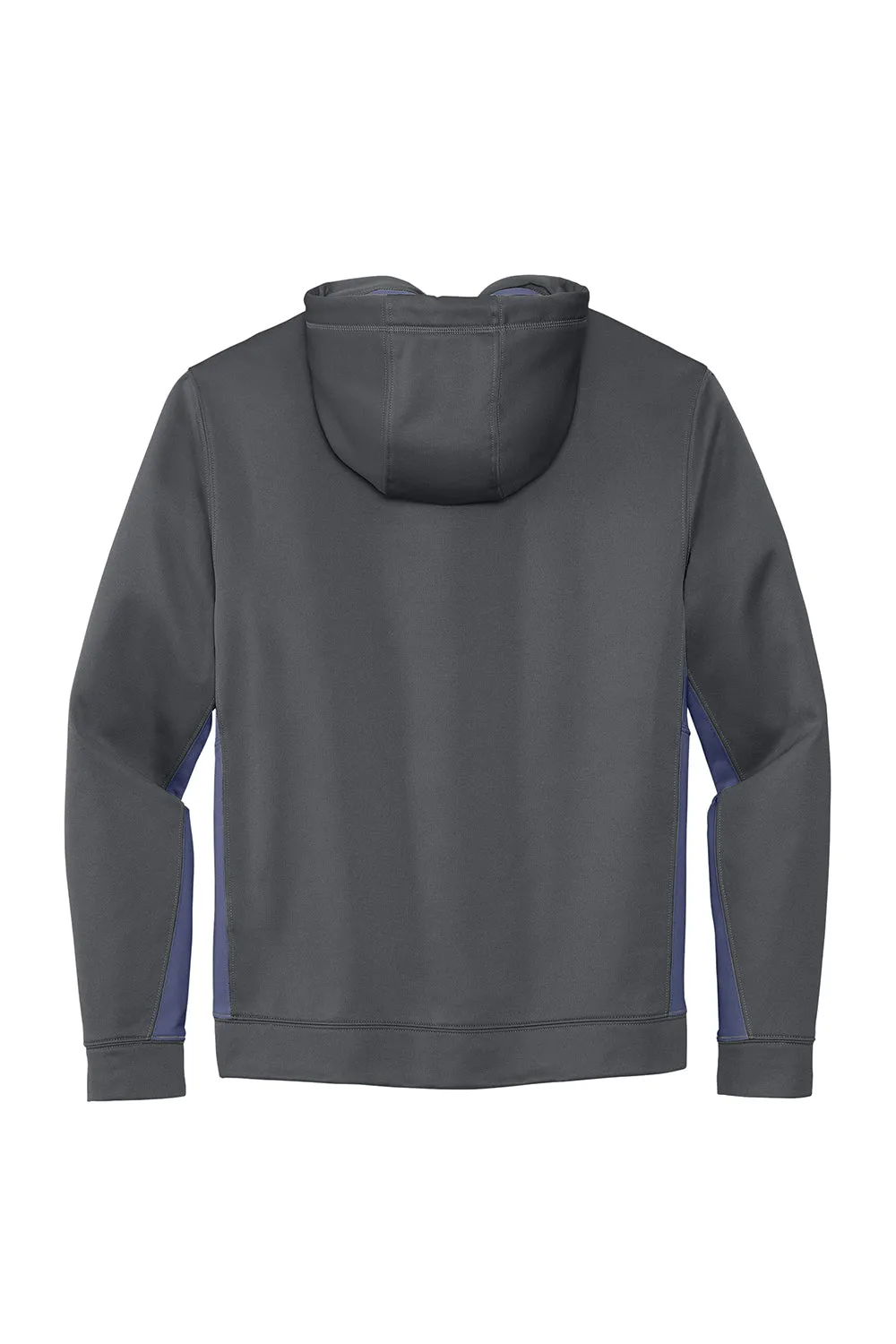 Sport-Tek Mens Sport-Wick Moisture Wicking Fleece Hooded Sweatshirt Hoodie w/ Pouch Pocket - Dark Smoke Grey/Navy Blue