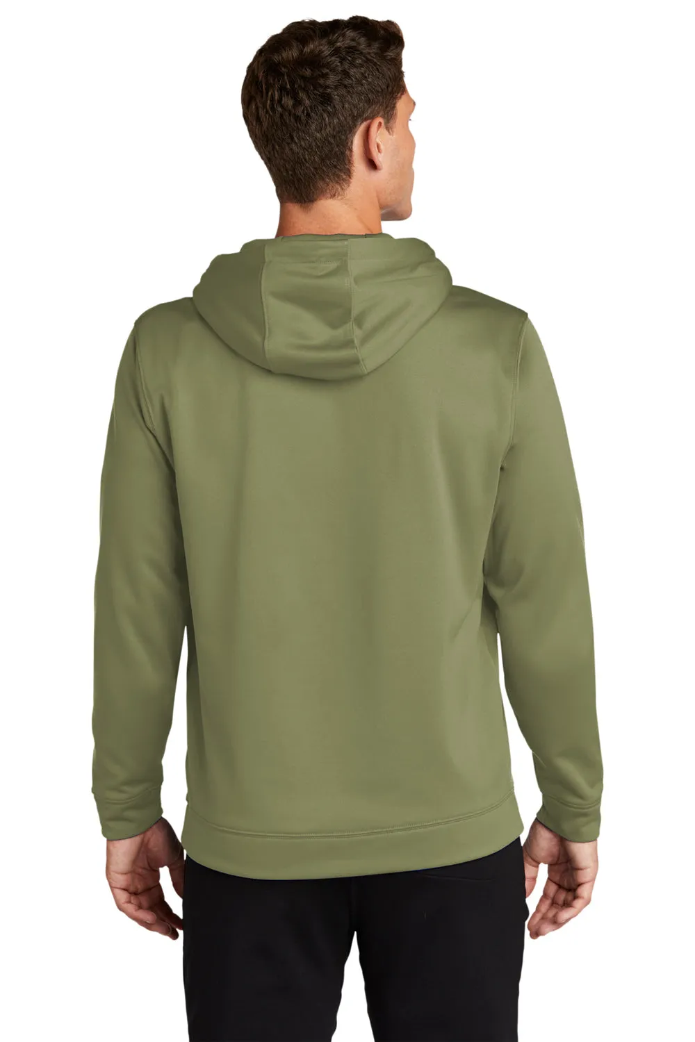 Sport-Tek Mens Sport-Wick Moisture Wicking Fleece Hooded Sweatshirt Hoodie w/ Pouch Pocket - Olive Drab Green