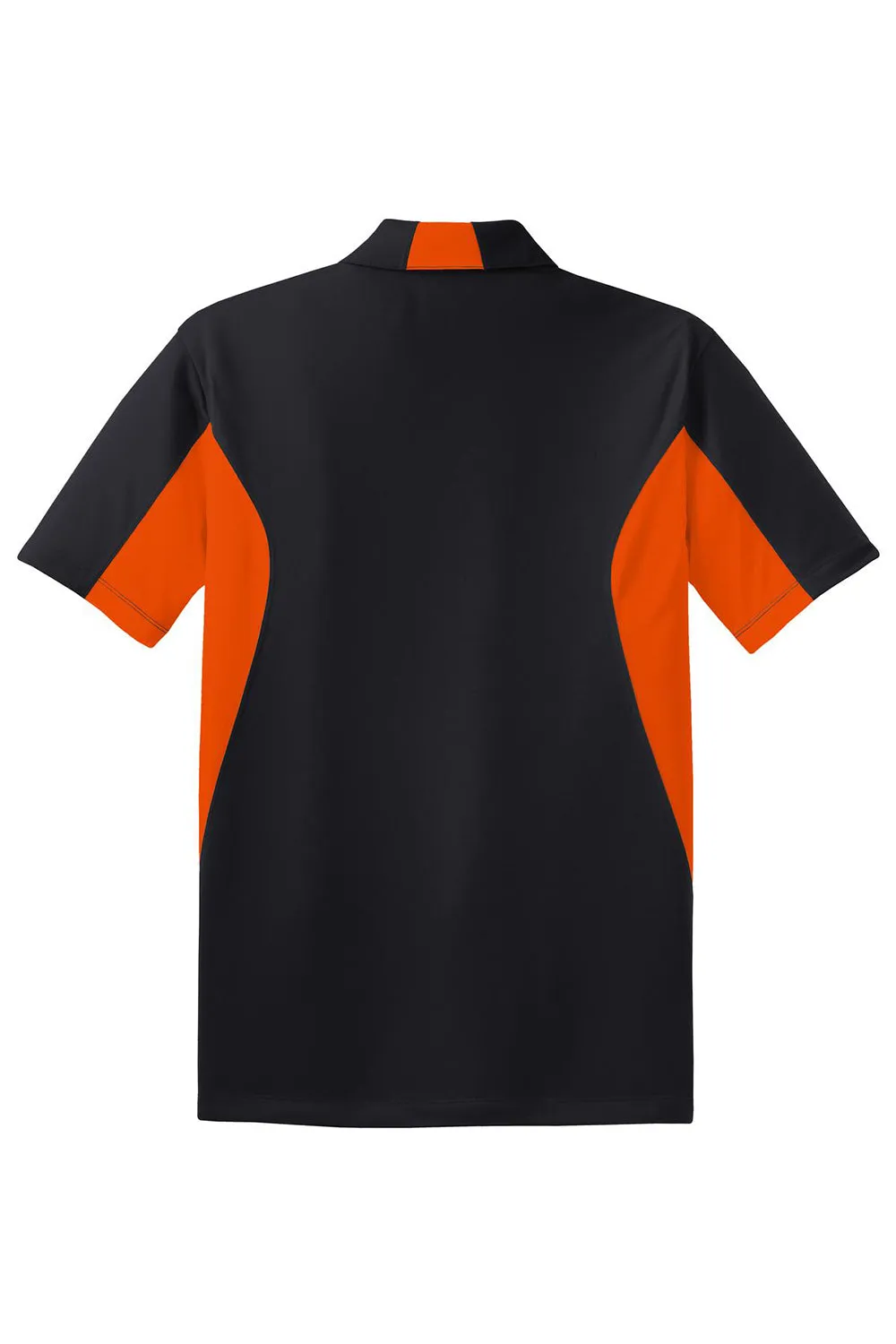 Sport-Tek Mens Sport-Wick Moisture Wicking Short Sleeve Polo Shirt - Black/Deep Orange